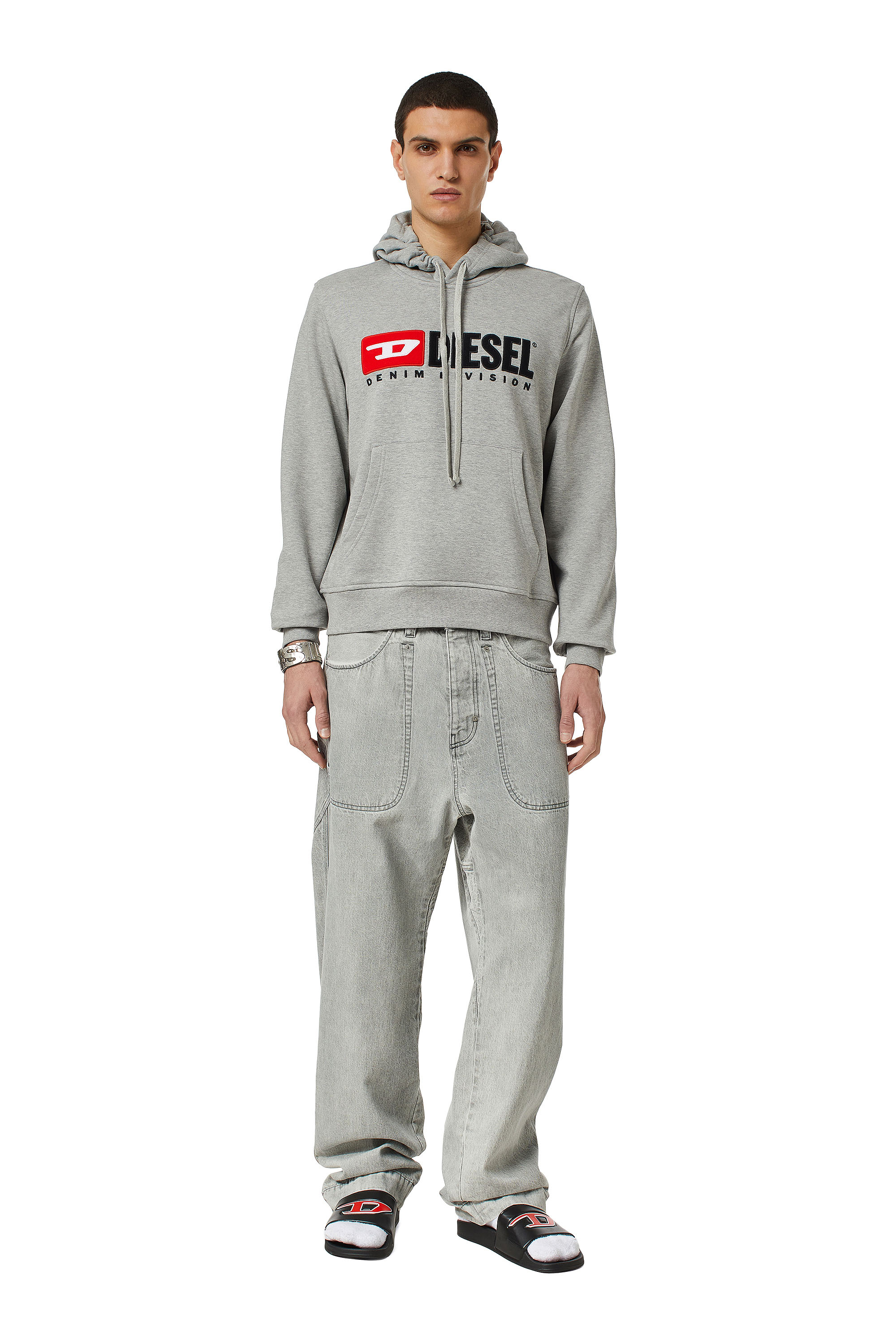 Diesel - S-GINN-HOOD-DIV, Man's Denim Division hoodie in Grey - 2
