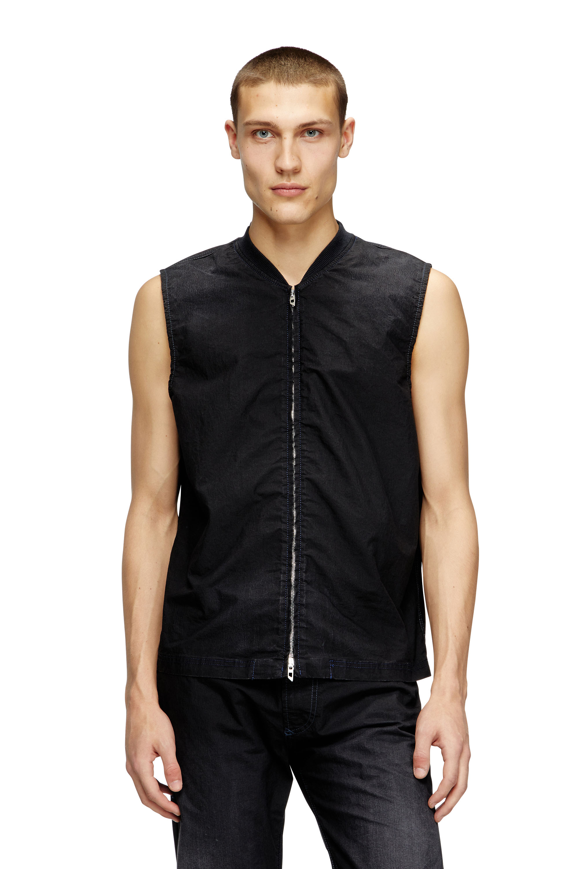 Diesel - D-SUND-D-N JOGG, Unisex's Sleeveless technical JoggJeans vest in Black/Dark grey - 1