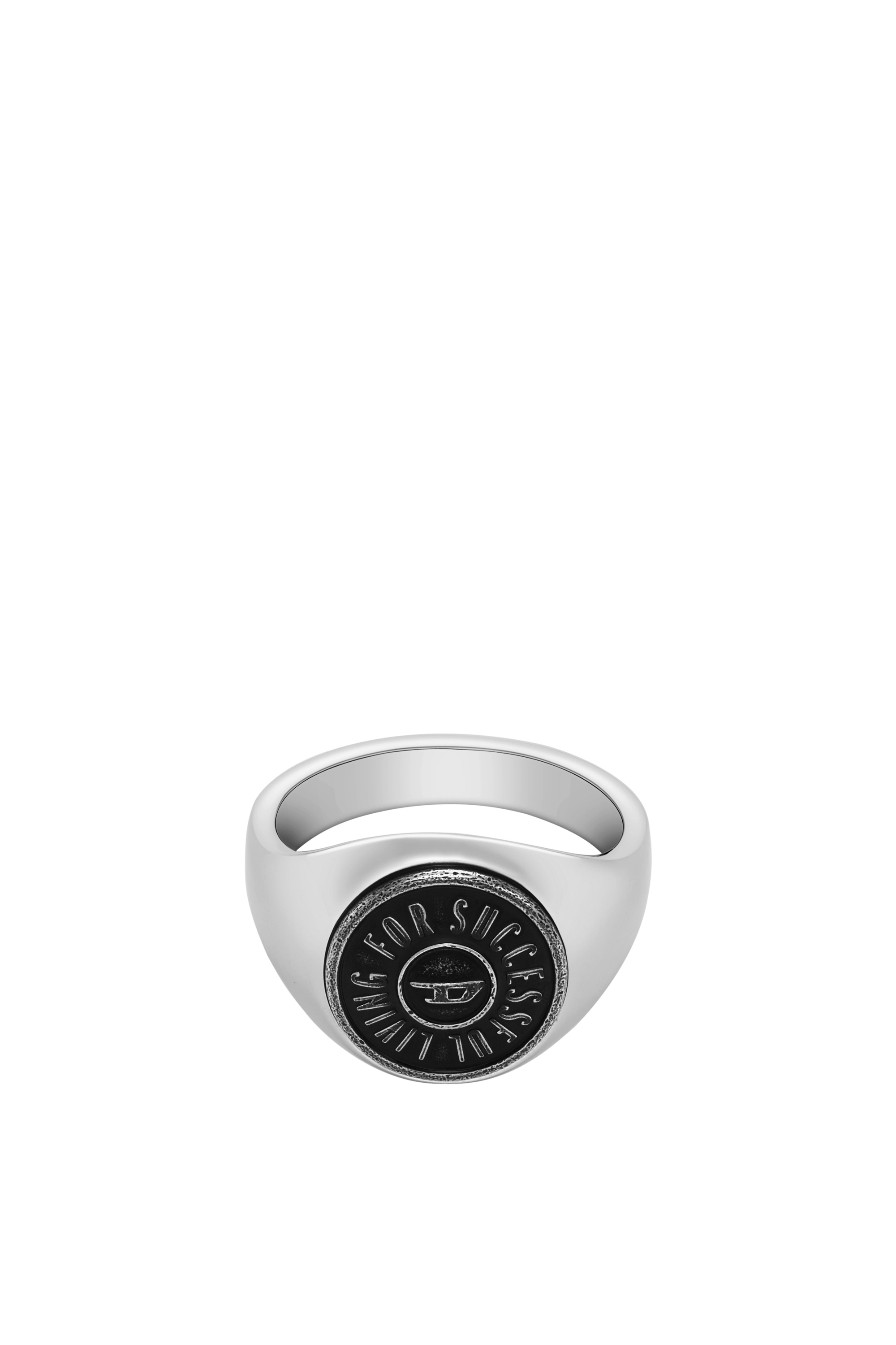 Diesel - DX1463, Man's Stainless steel signet ring in Silver/Black - 2