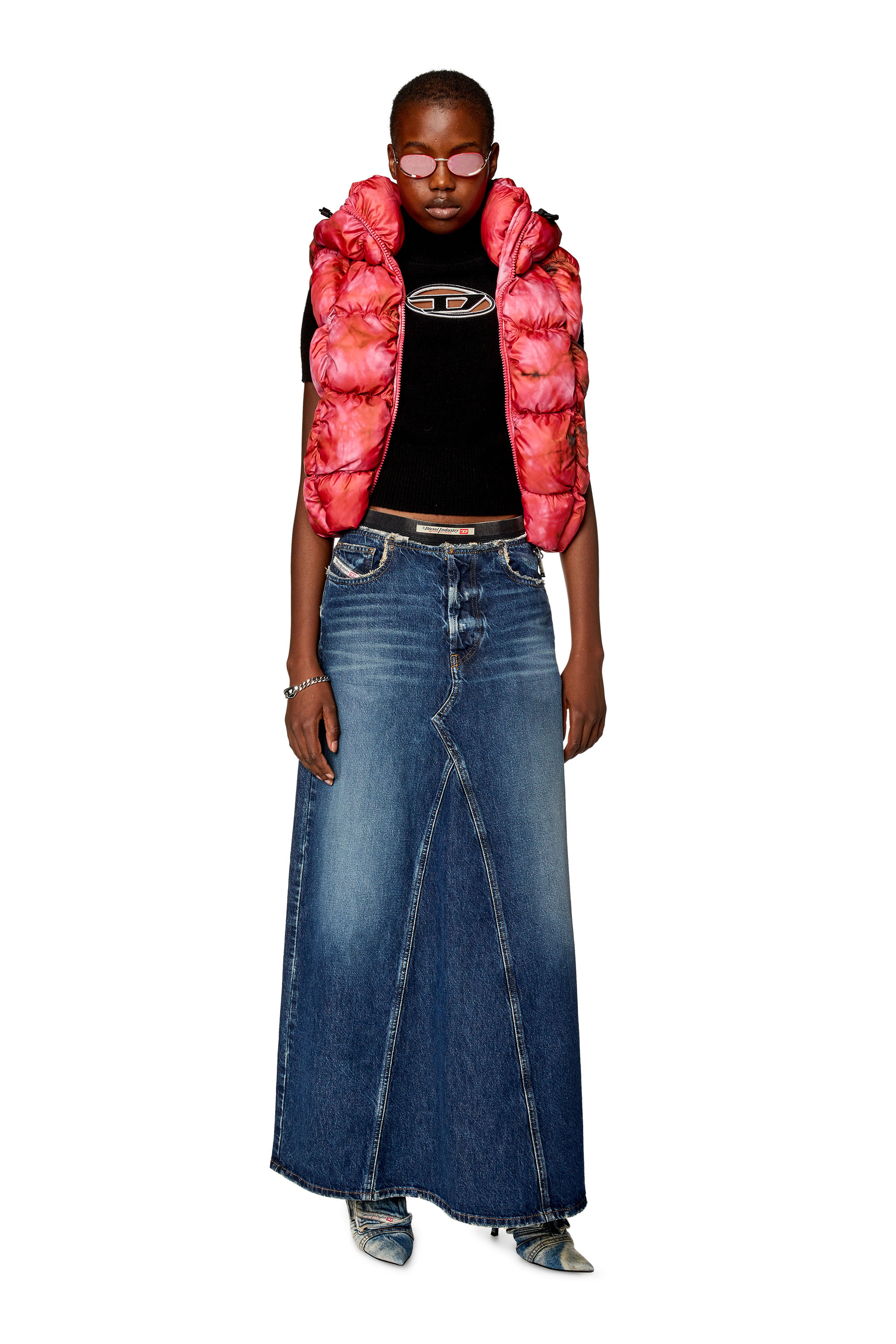 Diesel - W-RALLA-SL, Woman's Sleeveless tie-dye puffer jacket in Hot pink - 2