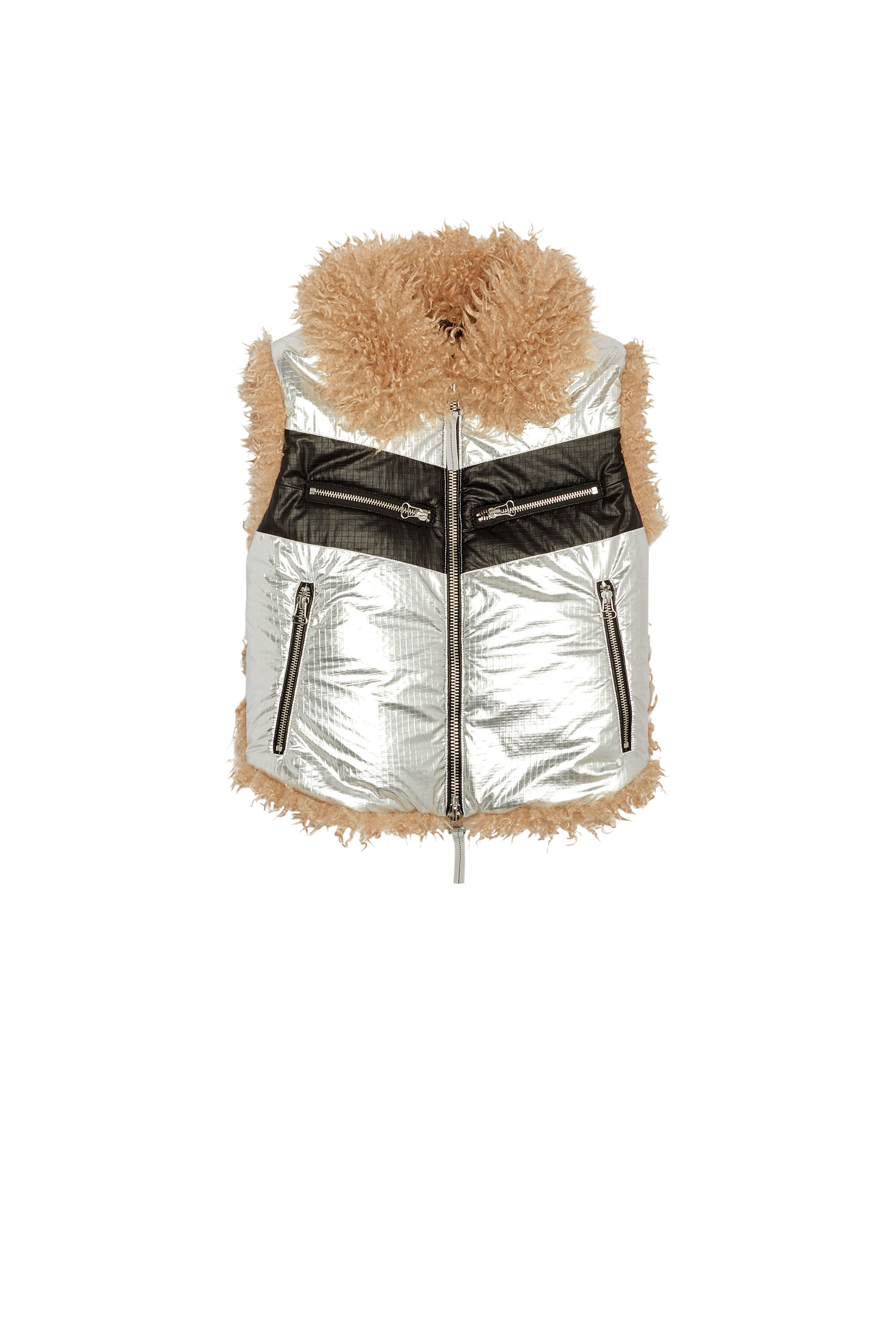Diesel - W-EFIA, Woman's Vest in foil-coated ripstop in Silver - 3