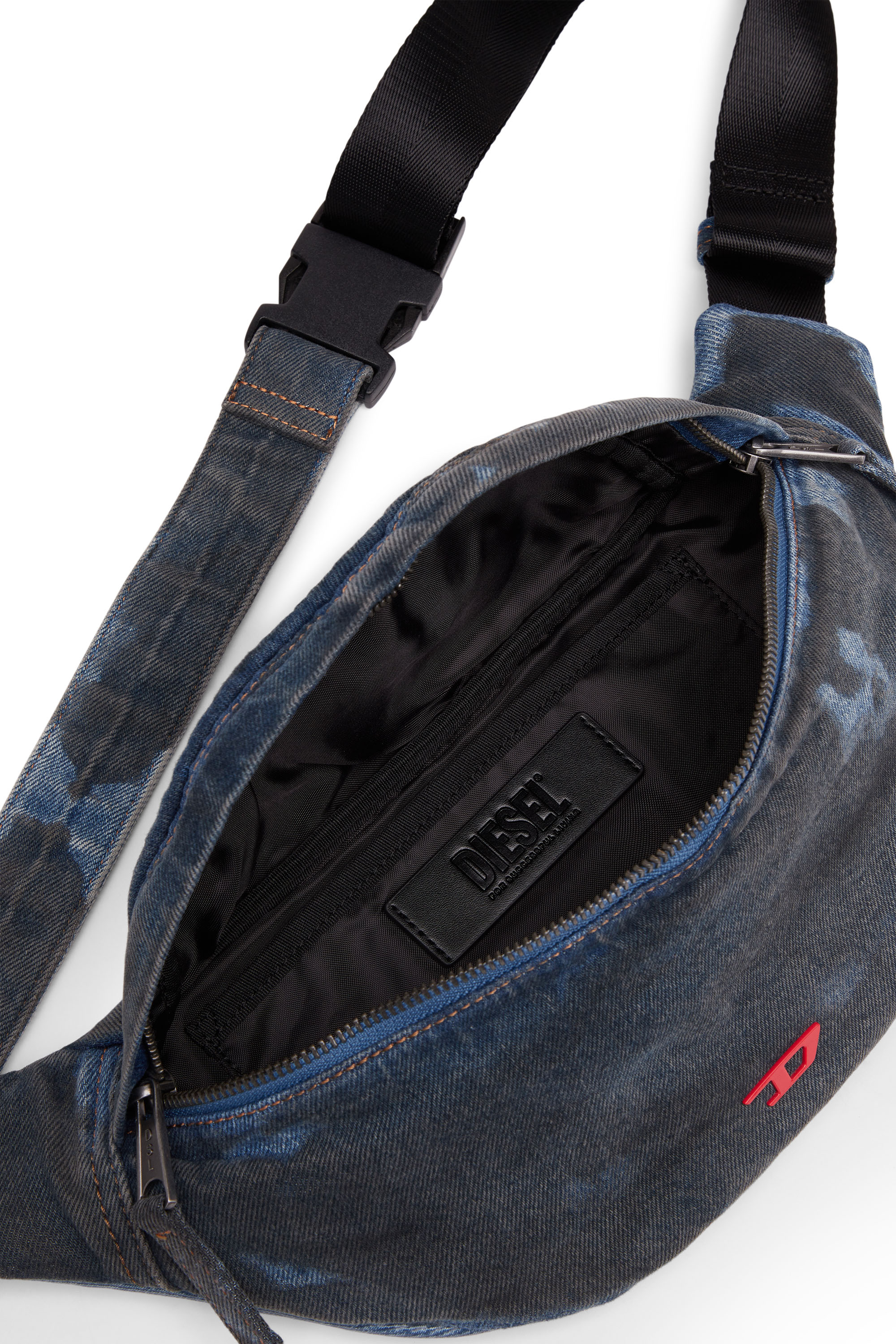 Diesel - RAVE BELTBAG, Unisex's Rave-Belt bag in coated denim in Blue - 4