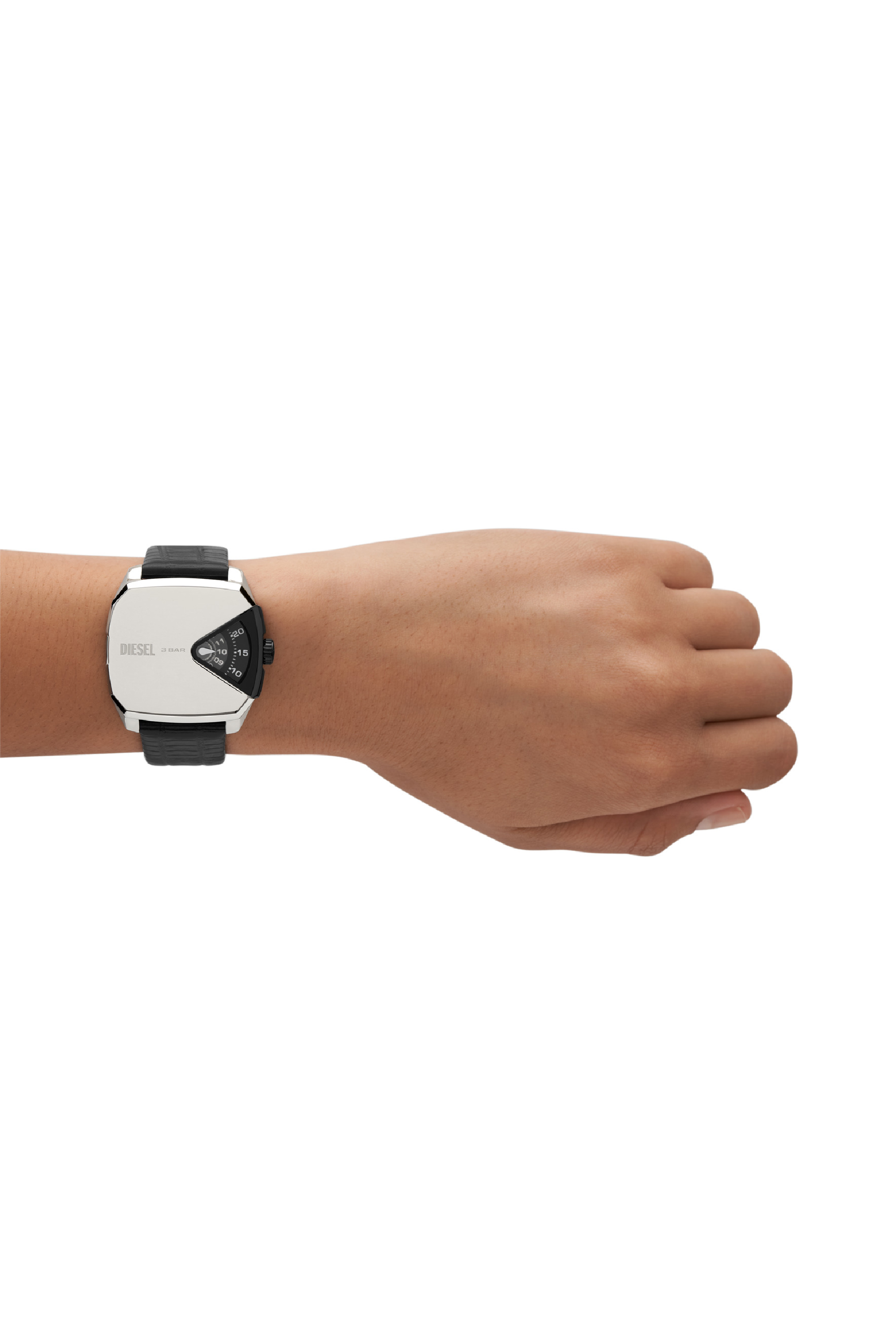 Diesel - DZ2153, Man's D.V.A. leather watch in Black - 4