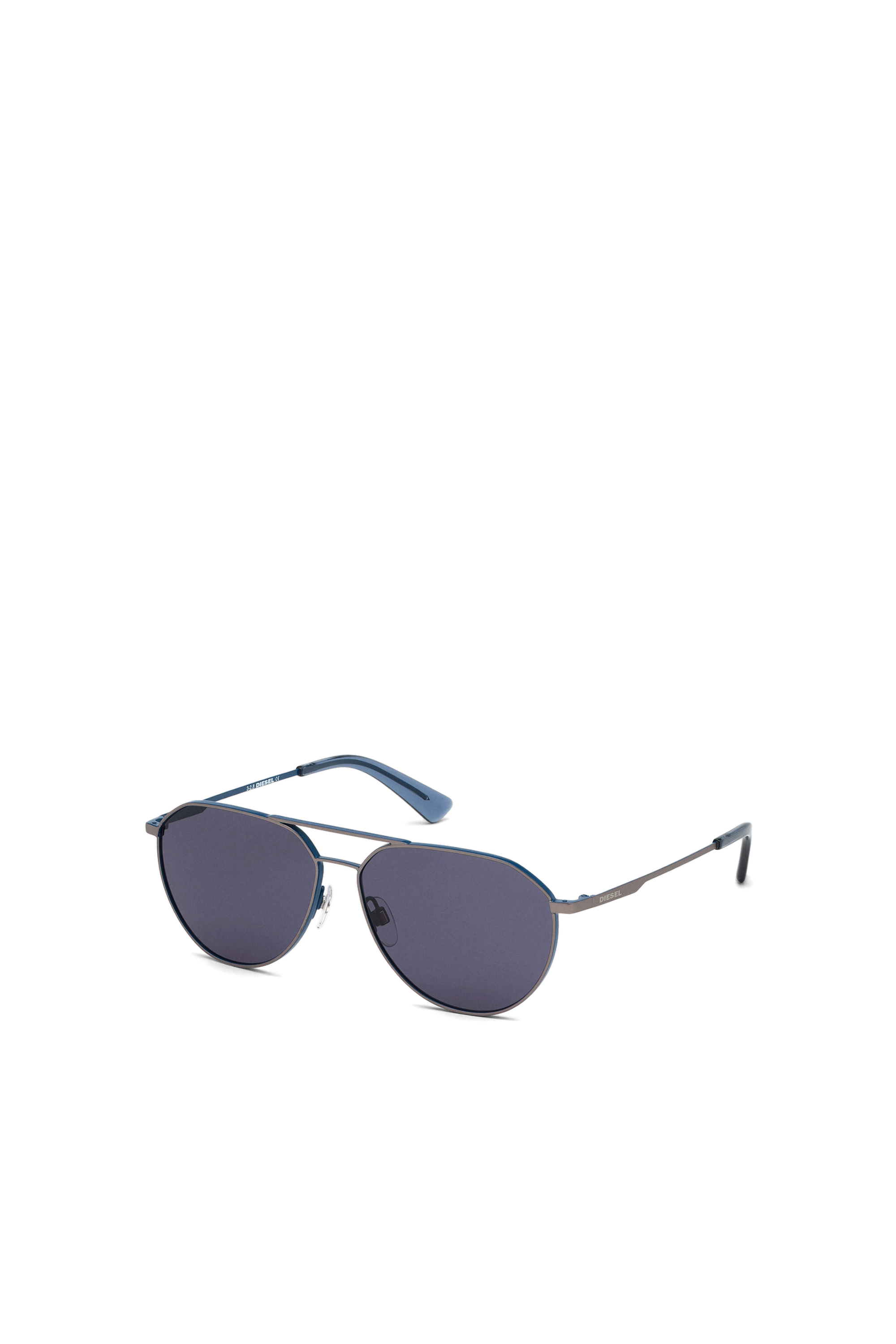 Diesel - DL0296, Man's Pilot shape sunglasses in metal in Azure - 3