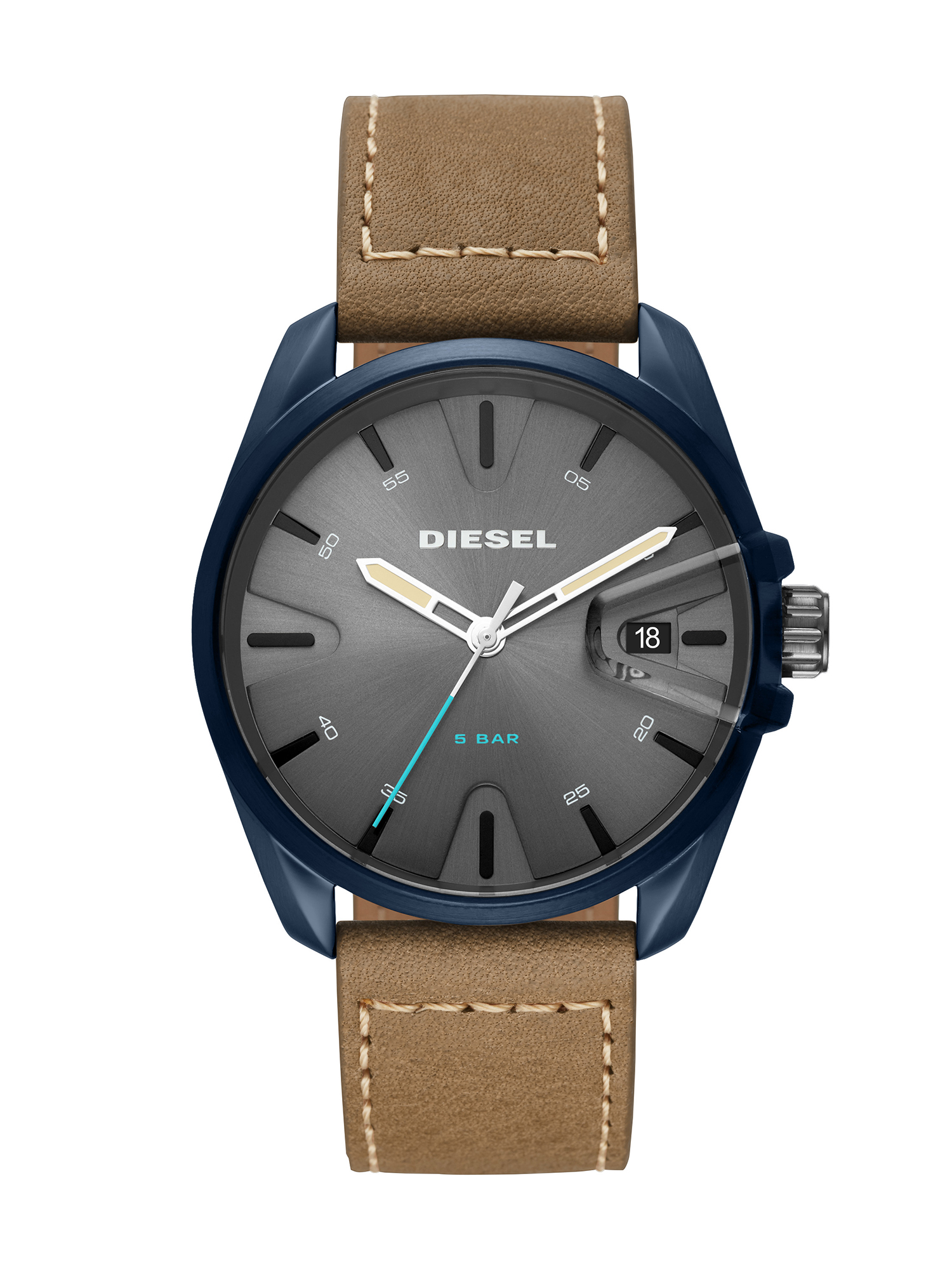 Diesel - DZ1867, Man's Three-hand watch in brown leather in Camel - 1