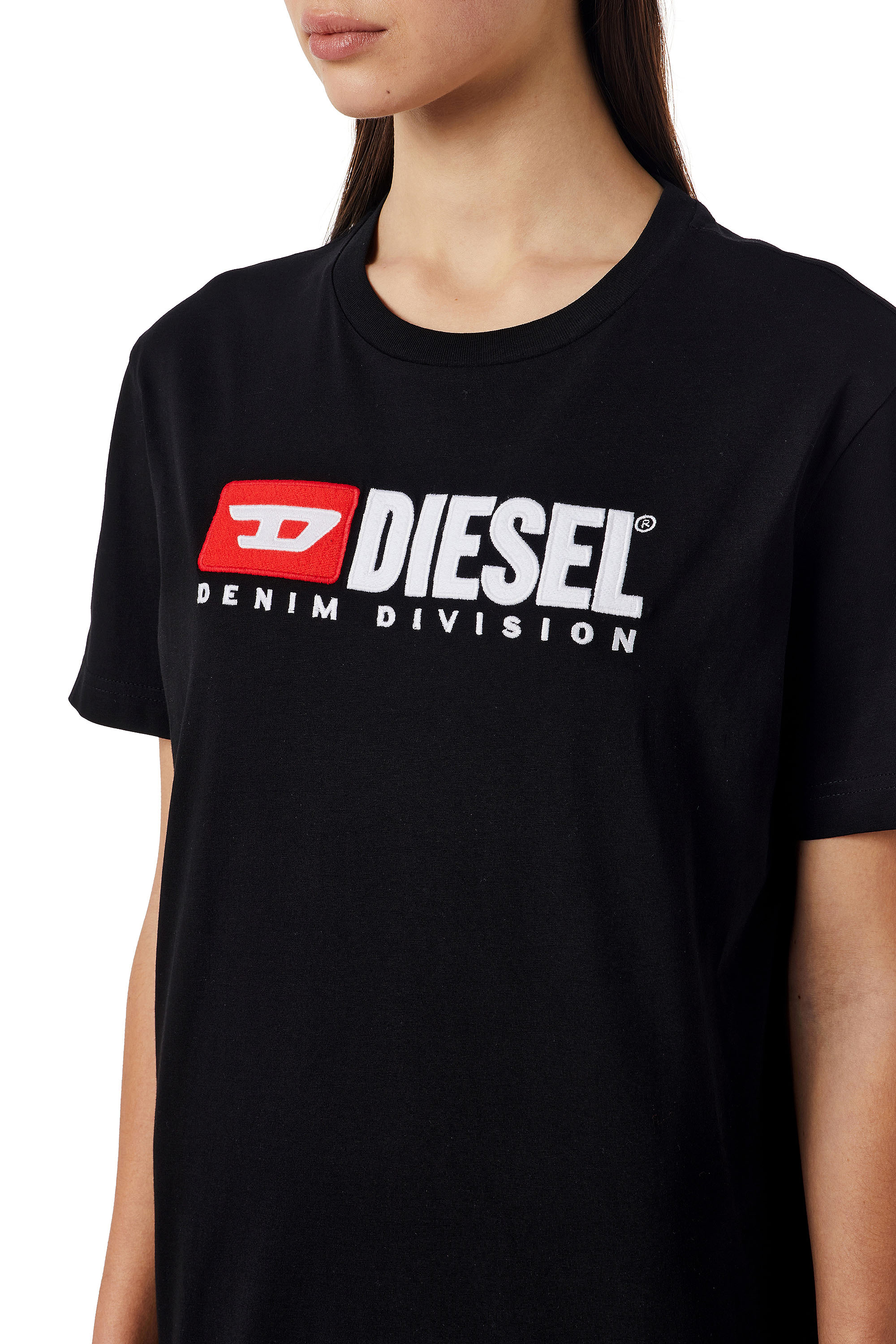 Diesel - D-EGOR-DIV, Woman's T-shirt dress with logo in Black - 4