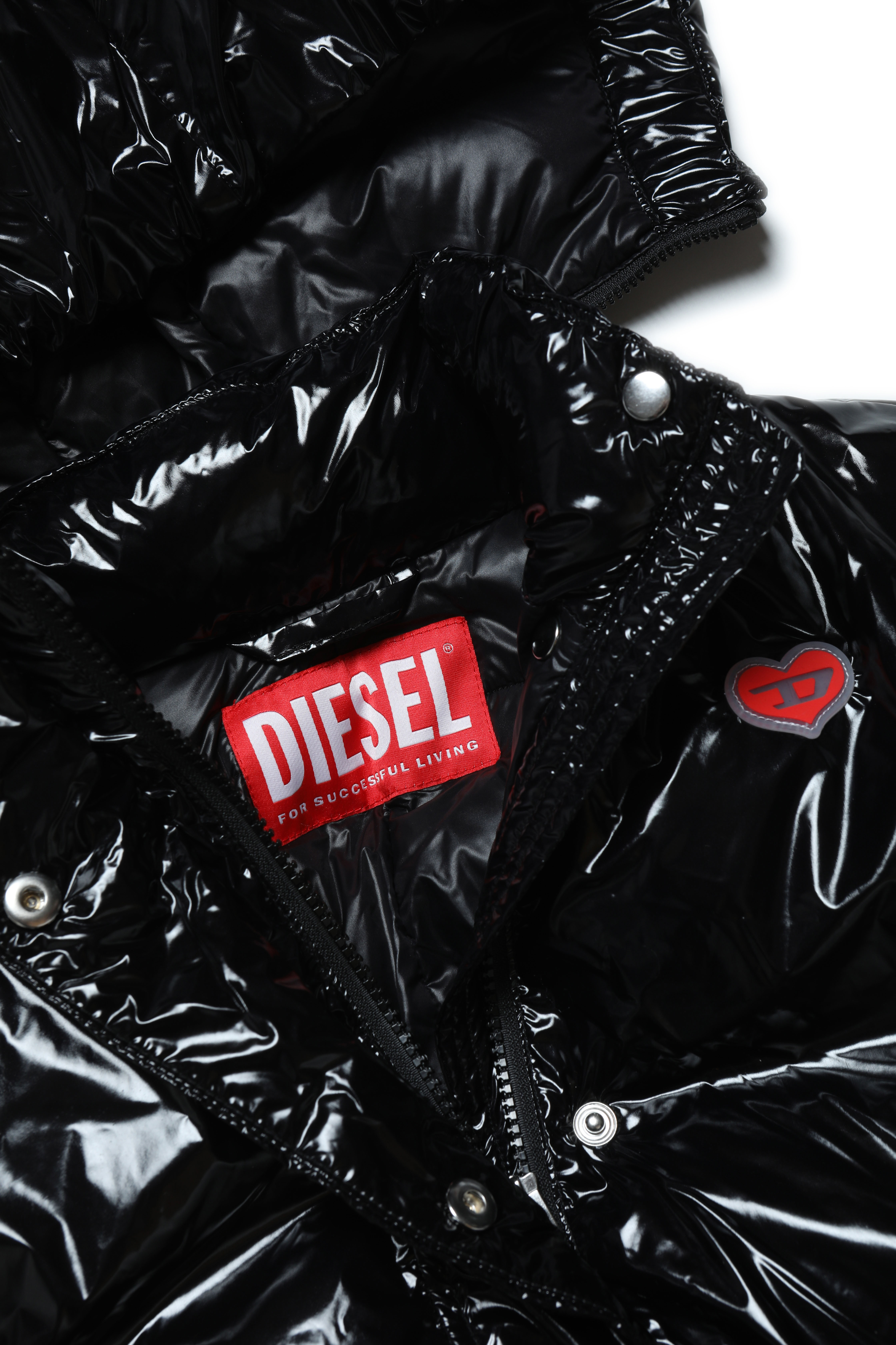Diesel - JORINY, Woman's Hooded jacket in shiny nylon in Black - 3