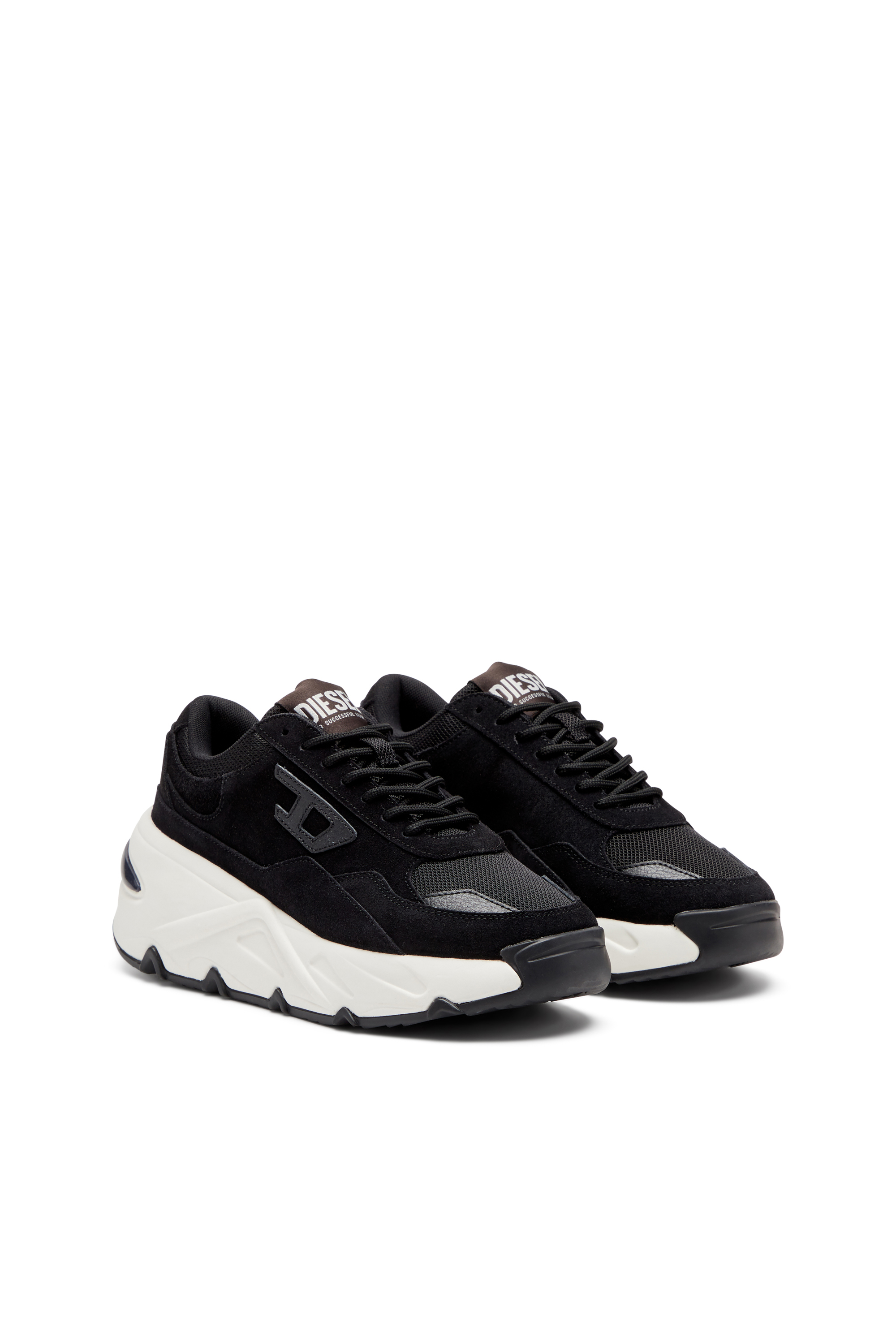 Diesel - S-SAVANNAH W, Woman's S-Savannah-Platform sneakers in suede and mesh in Black - 2