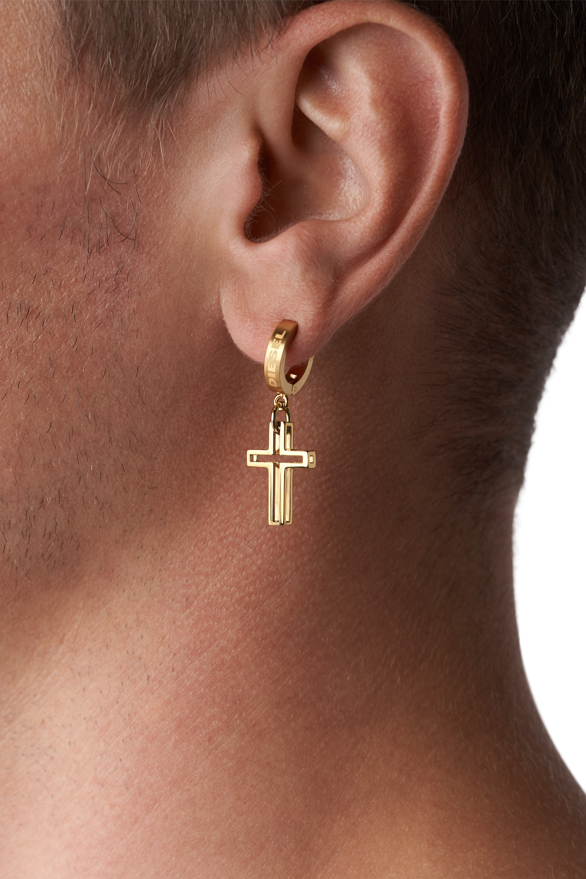Diesel - DX1334, Unisex's Stainless Steel single hoop earring in Gold - 3