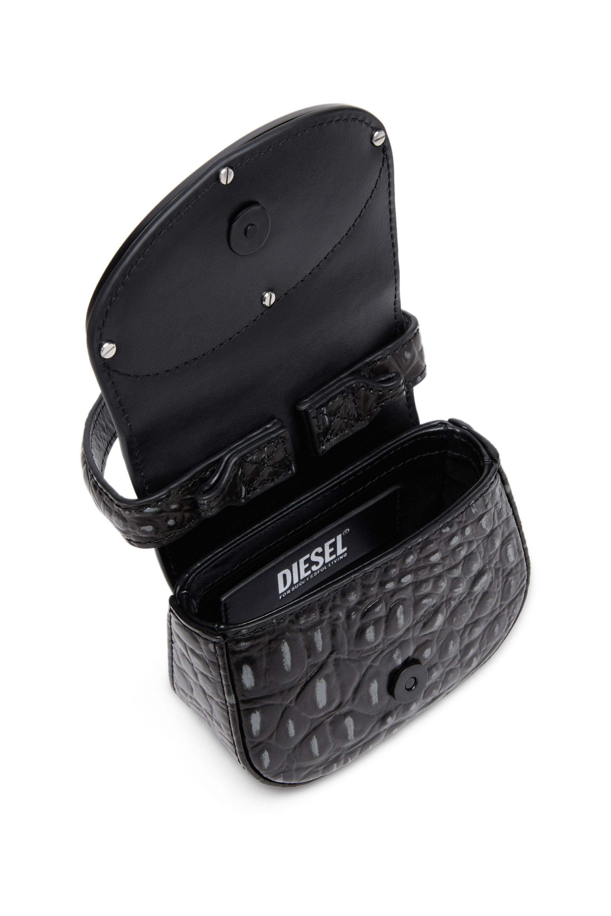 Diesel - 1DR XS, Woman's 1DR XS - Iconic mini bag in croc-print leather in Black - 4