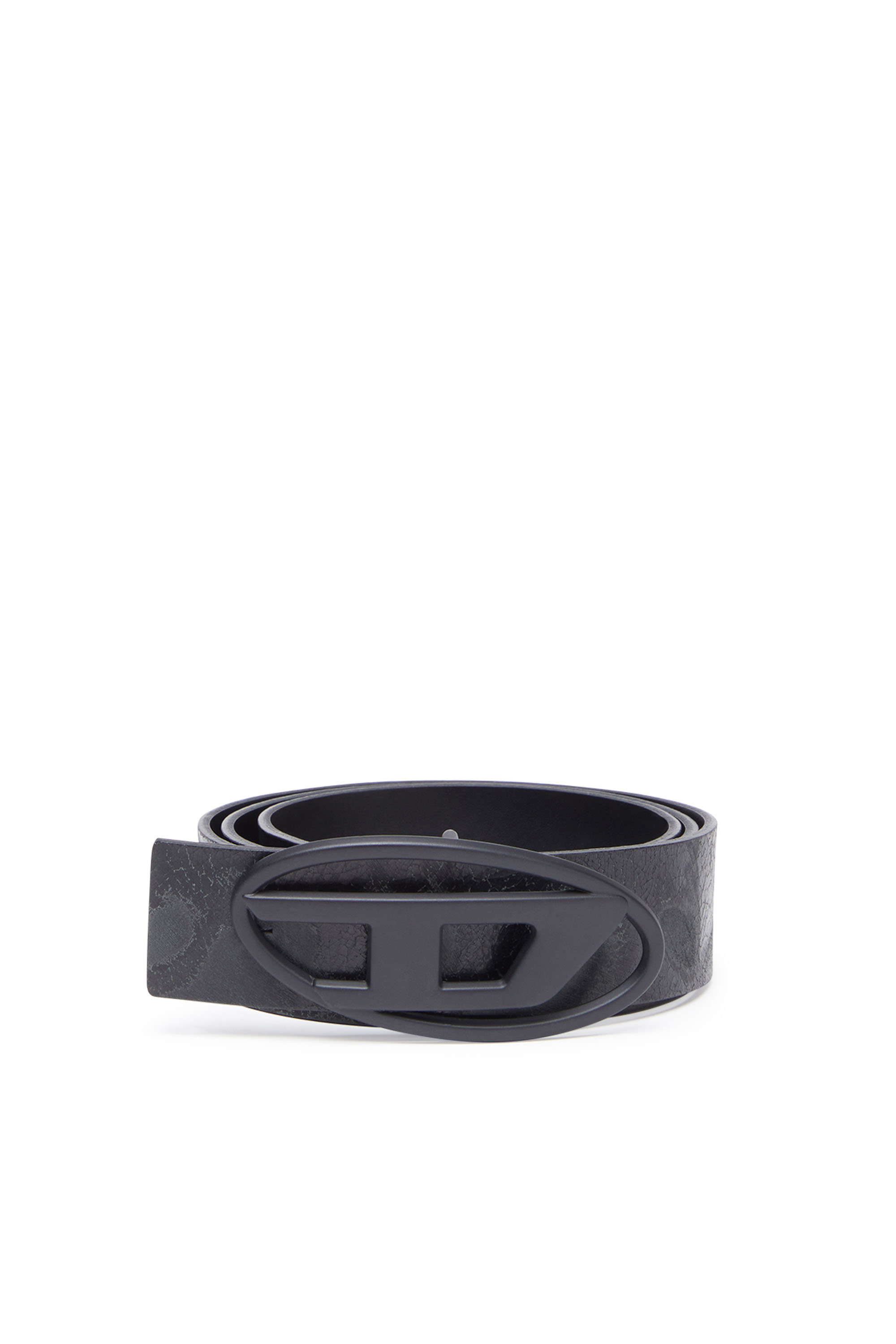 Diesel - B-1DR REV, Man's Reversible leather belt with D buckle in Black - 1