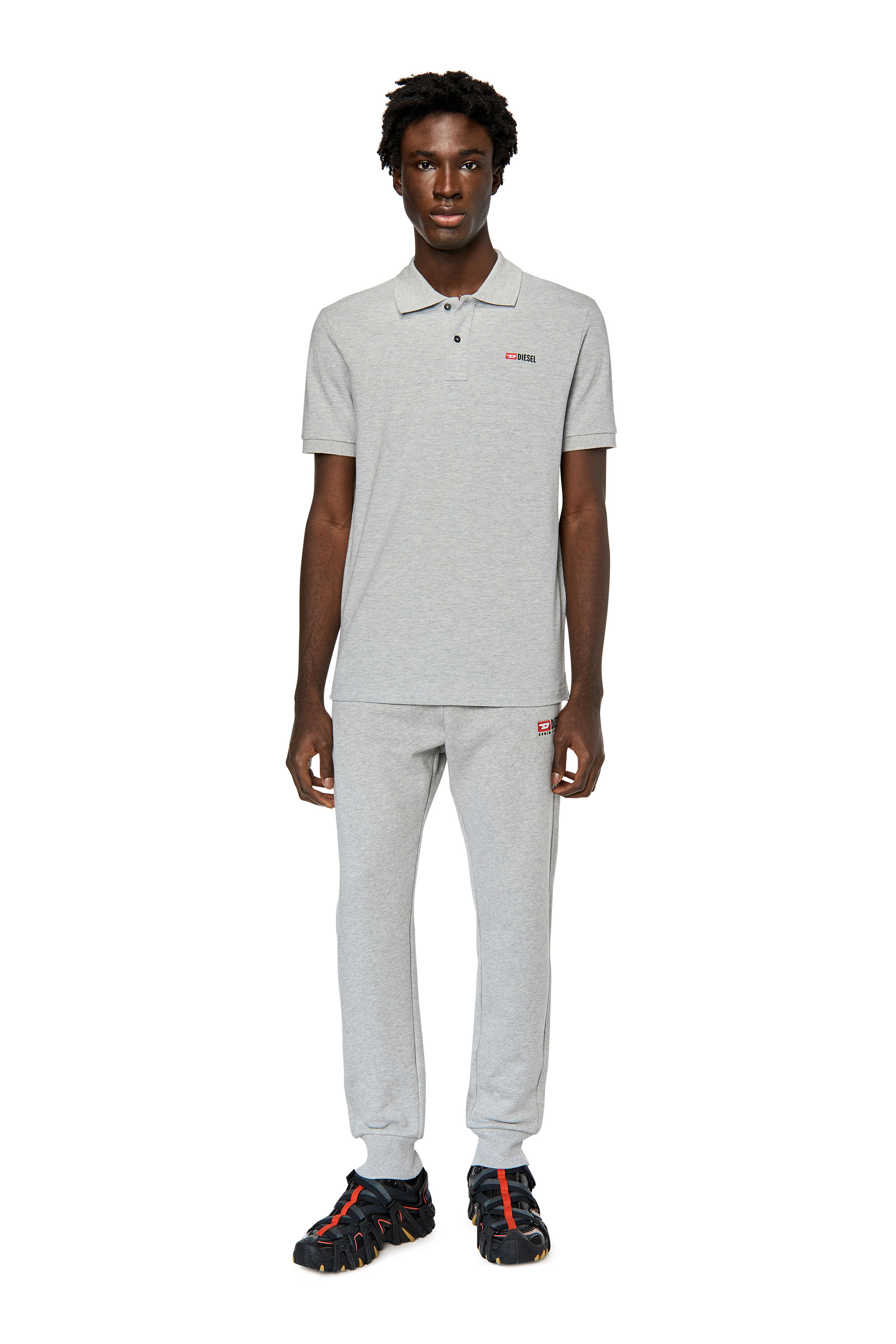 Diesel - T-SMITH-DIV, Man's Polo shirt with high-density logo print in Grey - 2