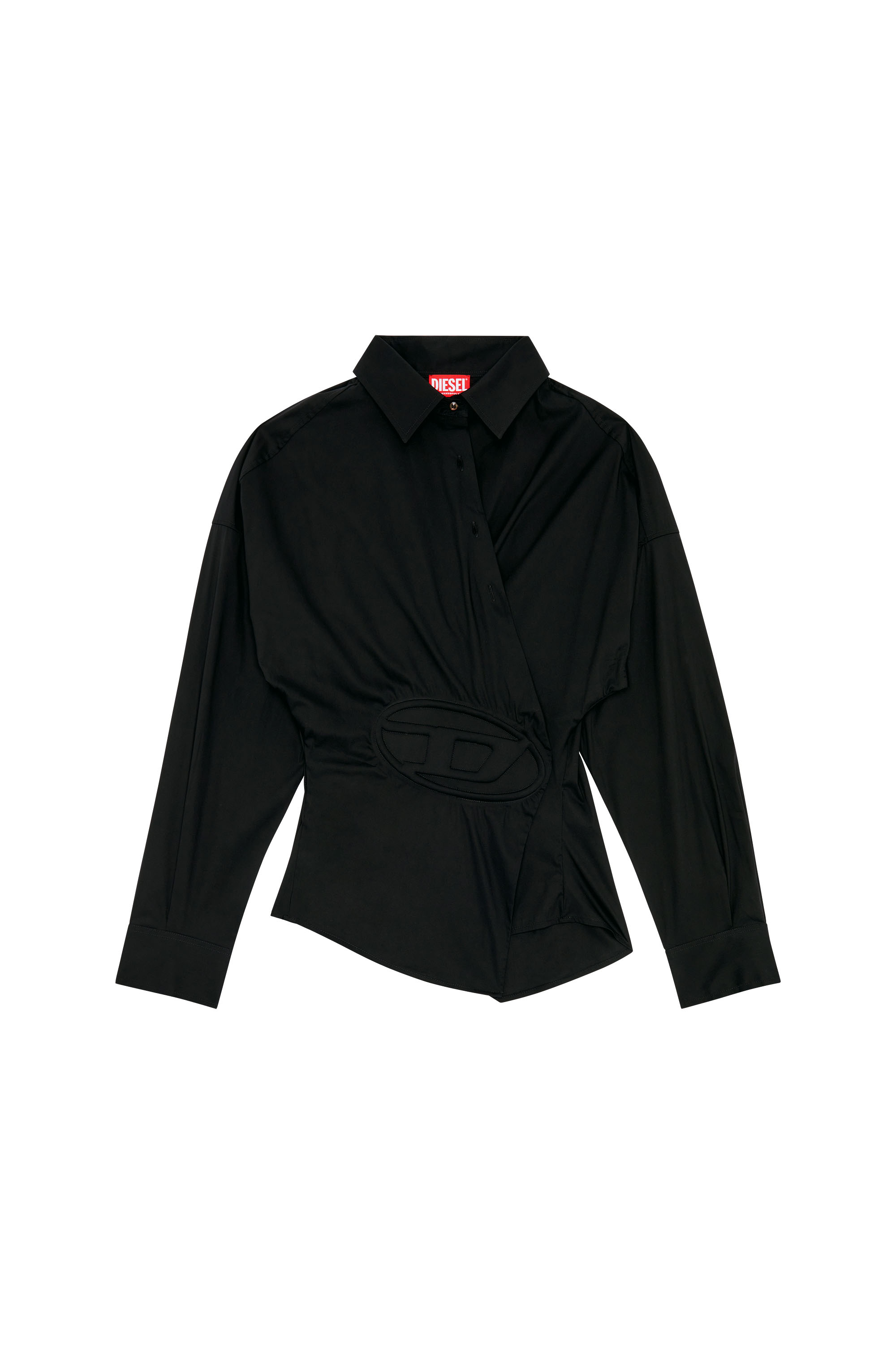 Diesel - C-SIZ-N1, Woman's Wrap shirt with embossed logo in Black - 3