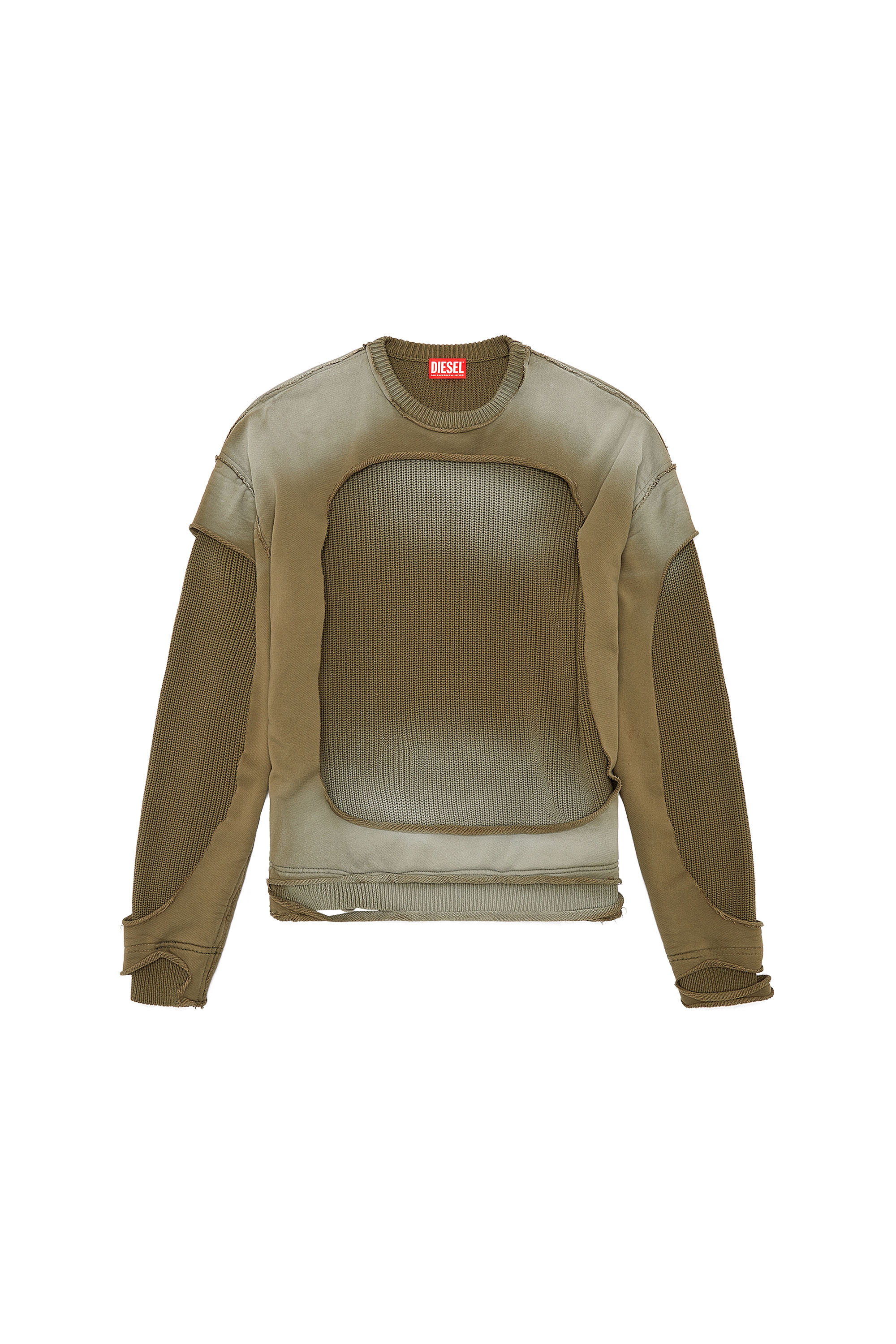 Diesel - K-OSBERT, Man's Jumper with destroyed peel-off effect in Military Green - 3