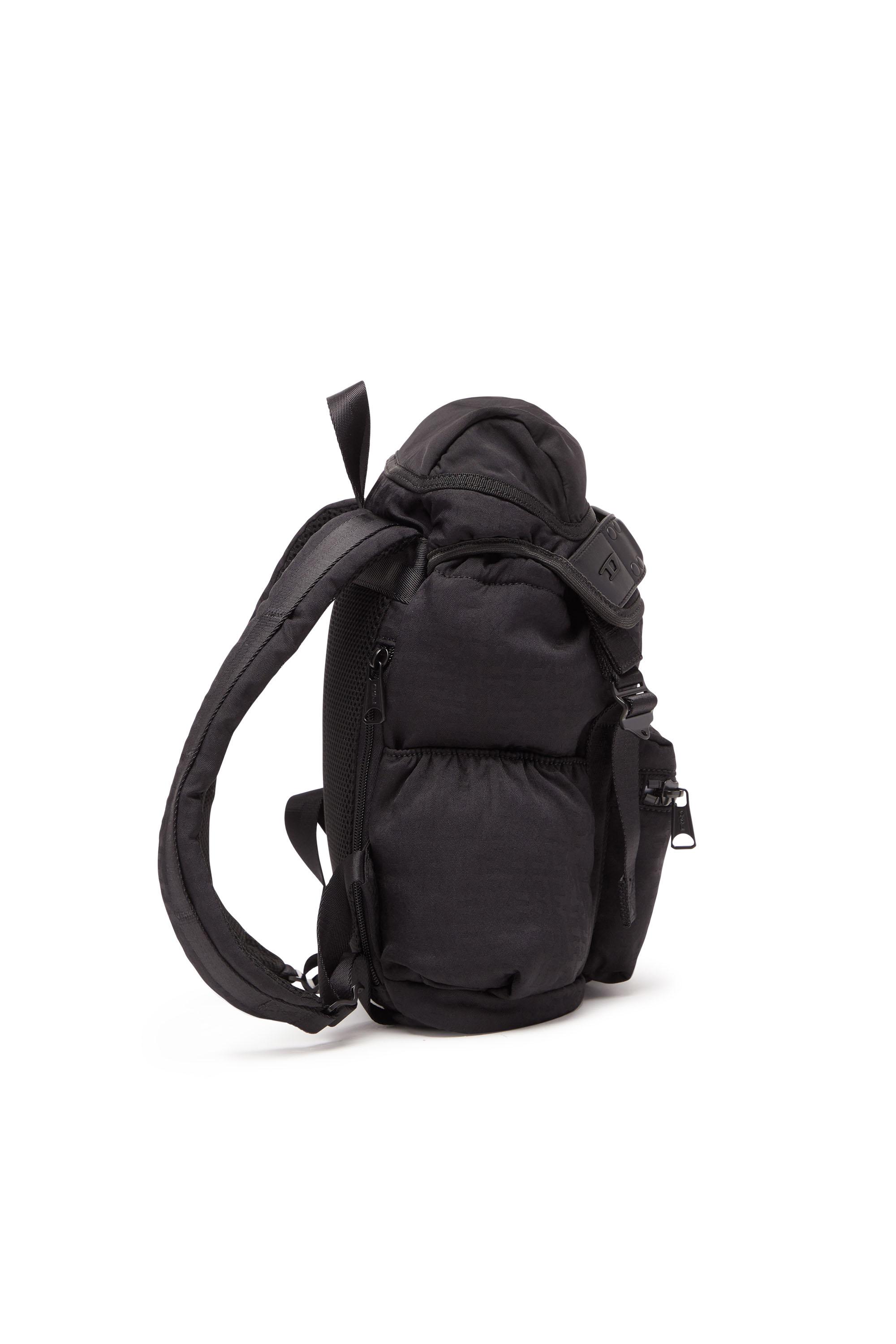 Diesel - NYLON MONO BACKPACK S X, Unisex's Nylon Mono Backpack S X - Backpack in jacquard monogram nylon in Black - 3