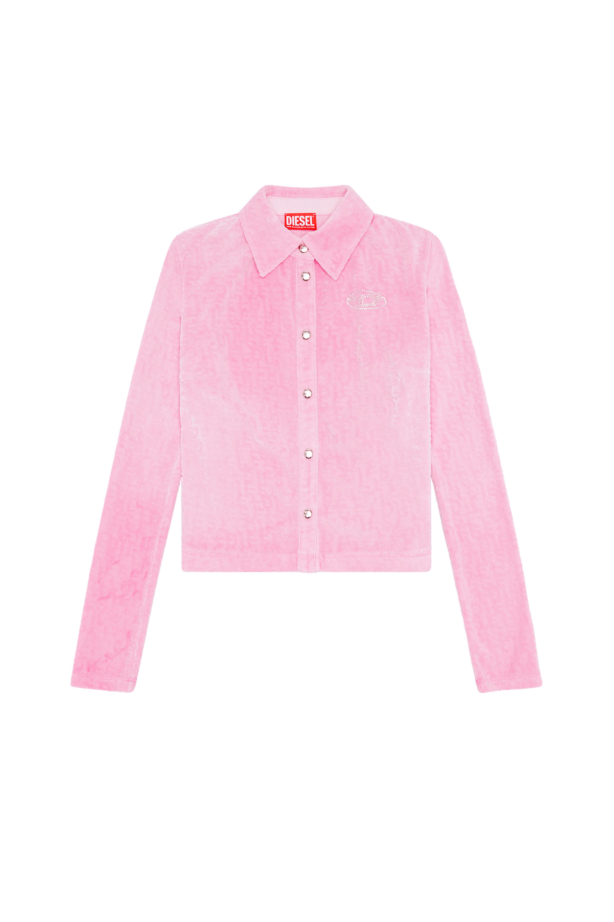 Diesel - T-AMUSE, Woman's Slim shirt in monogram chenille in Pink - 3