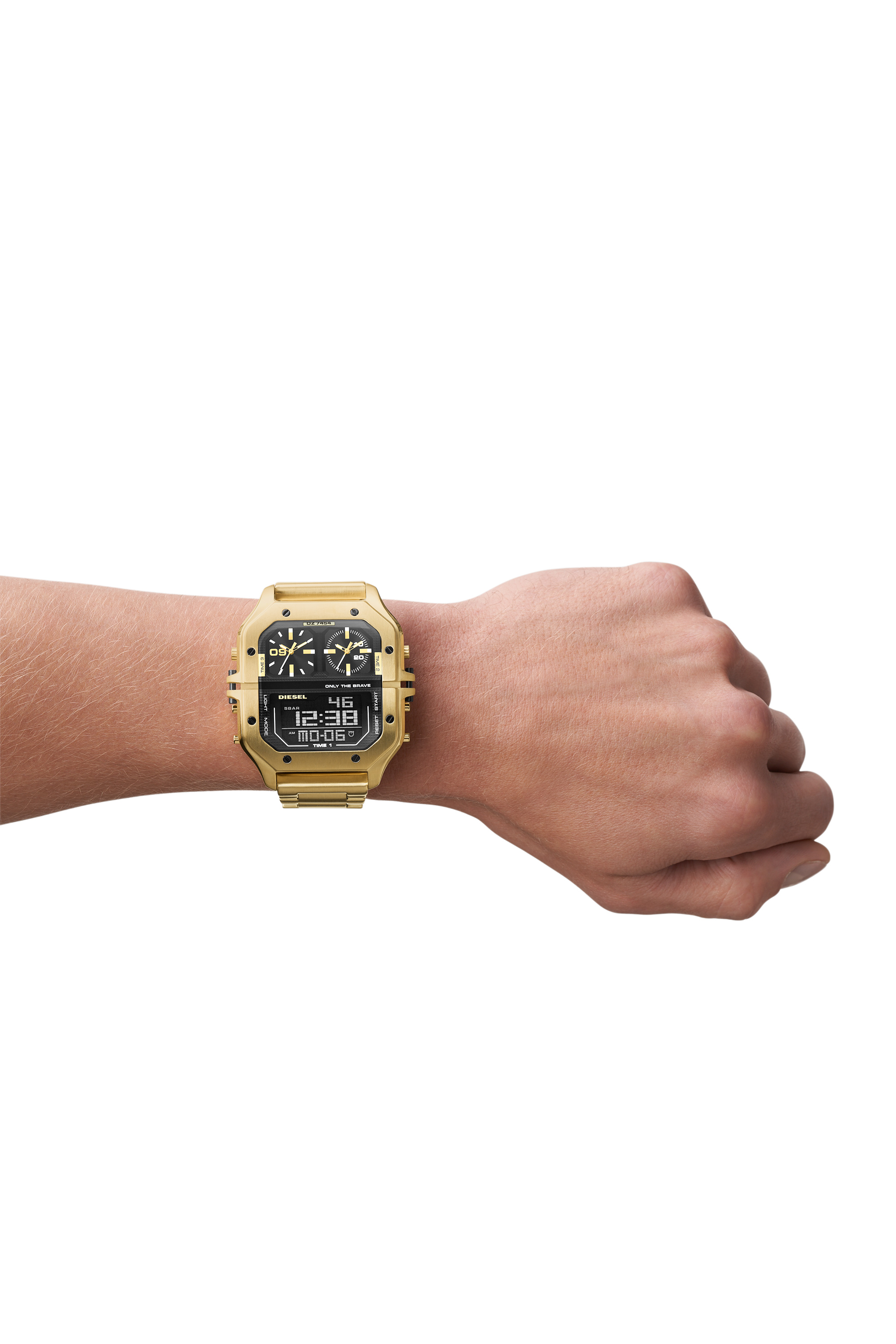 Diesel - DZ7454, Man's Clasher Ana-Digi gold-tone stainless steel watch in Gold - 4