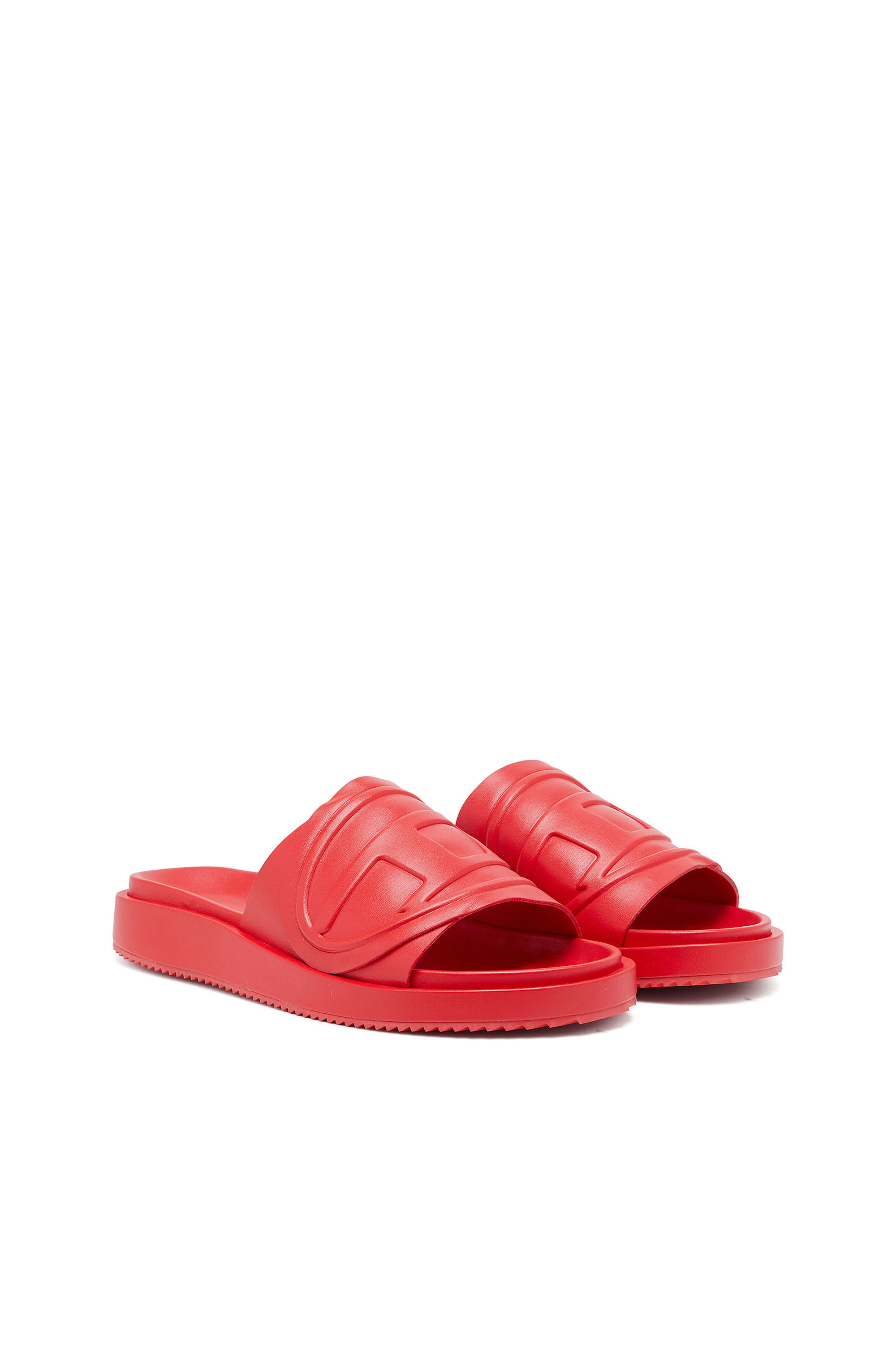 Diesel - SA-SLIDE D OVAL, Unisex's Sa-Slide D-PU slides with embossed Oval D in Red - 2