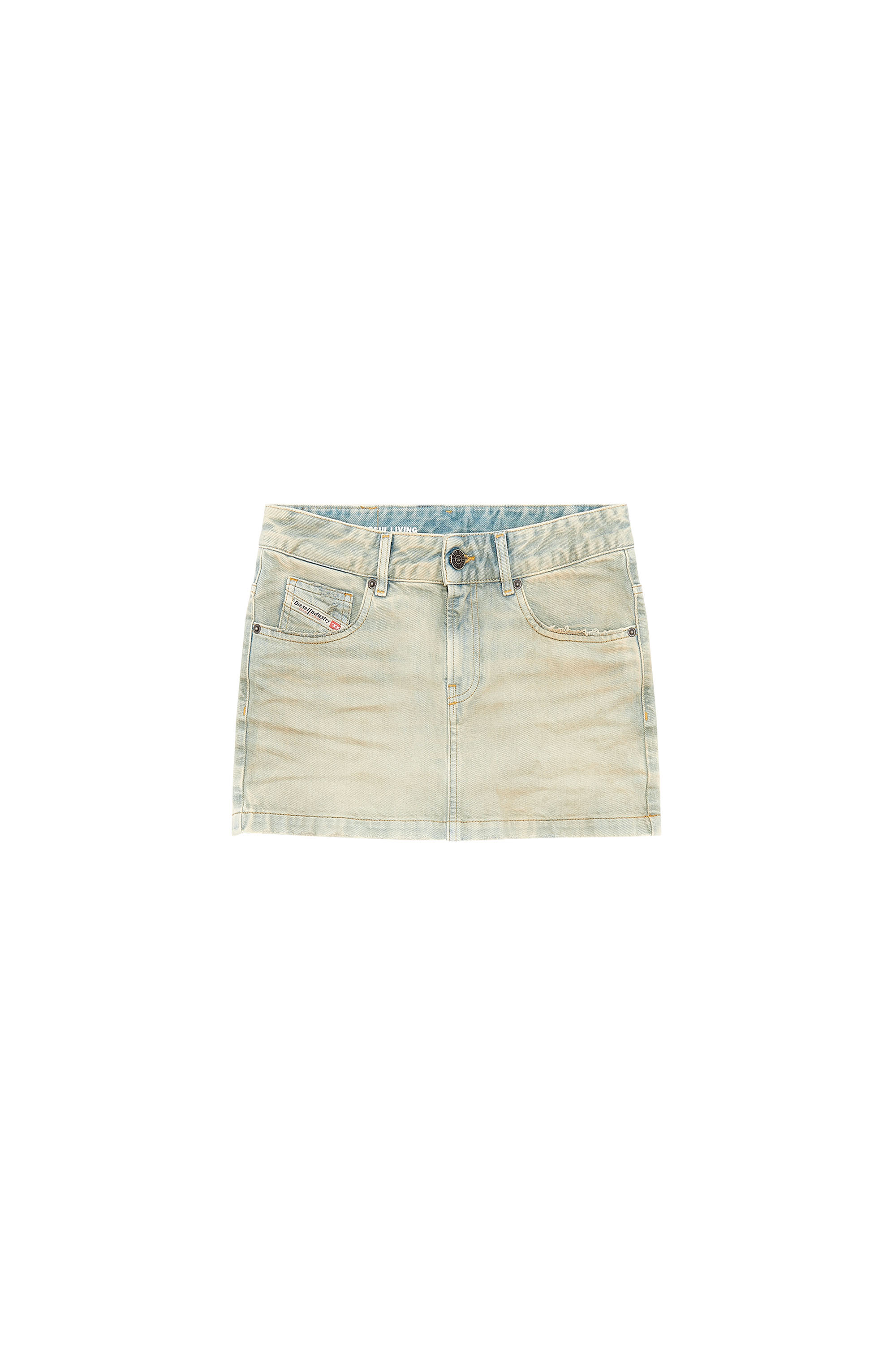 Diesel - DE-RON, Woman's Mini skirt in distressed denim in Light Blue - 3