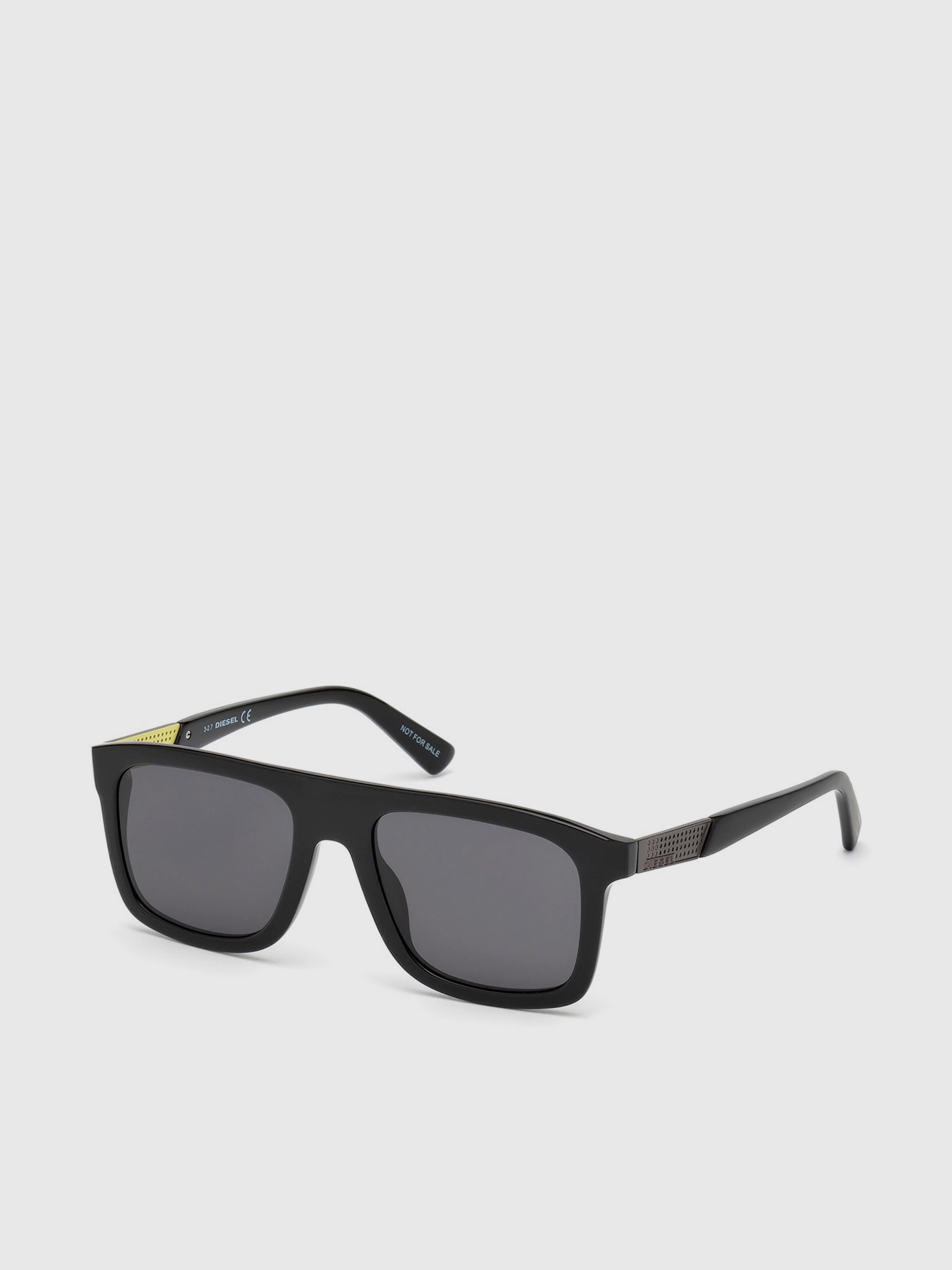 Diesel - DL0268, Man's Square eyewear with metal plaque in Black - 3