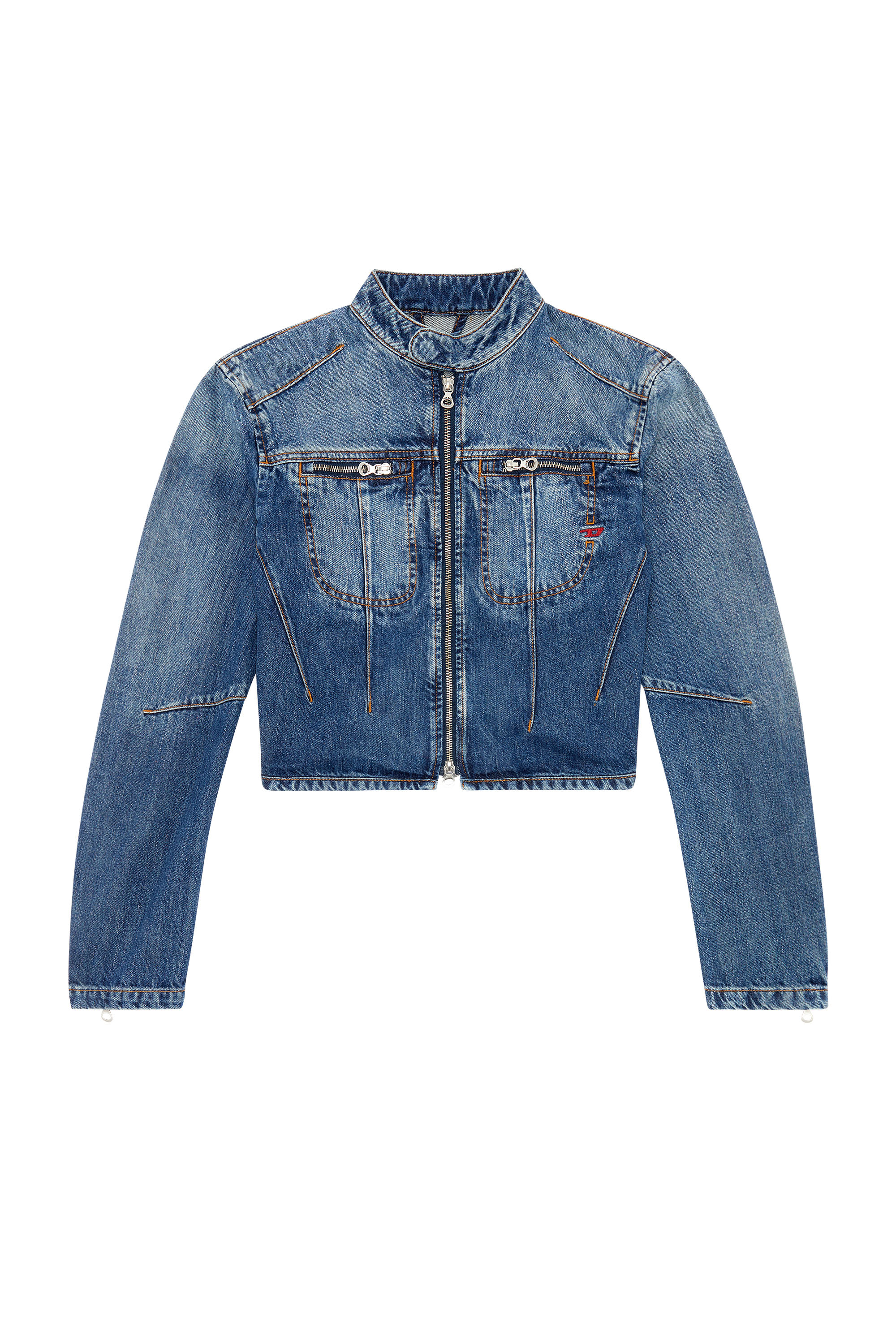 Diesel - DE-SLIMMY-BK-S, Woman's Slim-fit zip denim jacket in Medium blue - 3