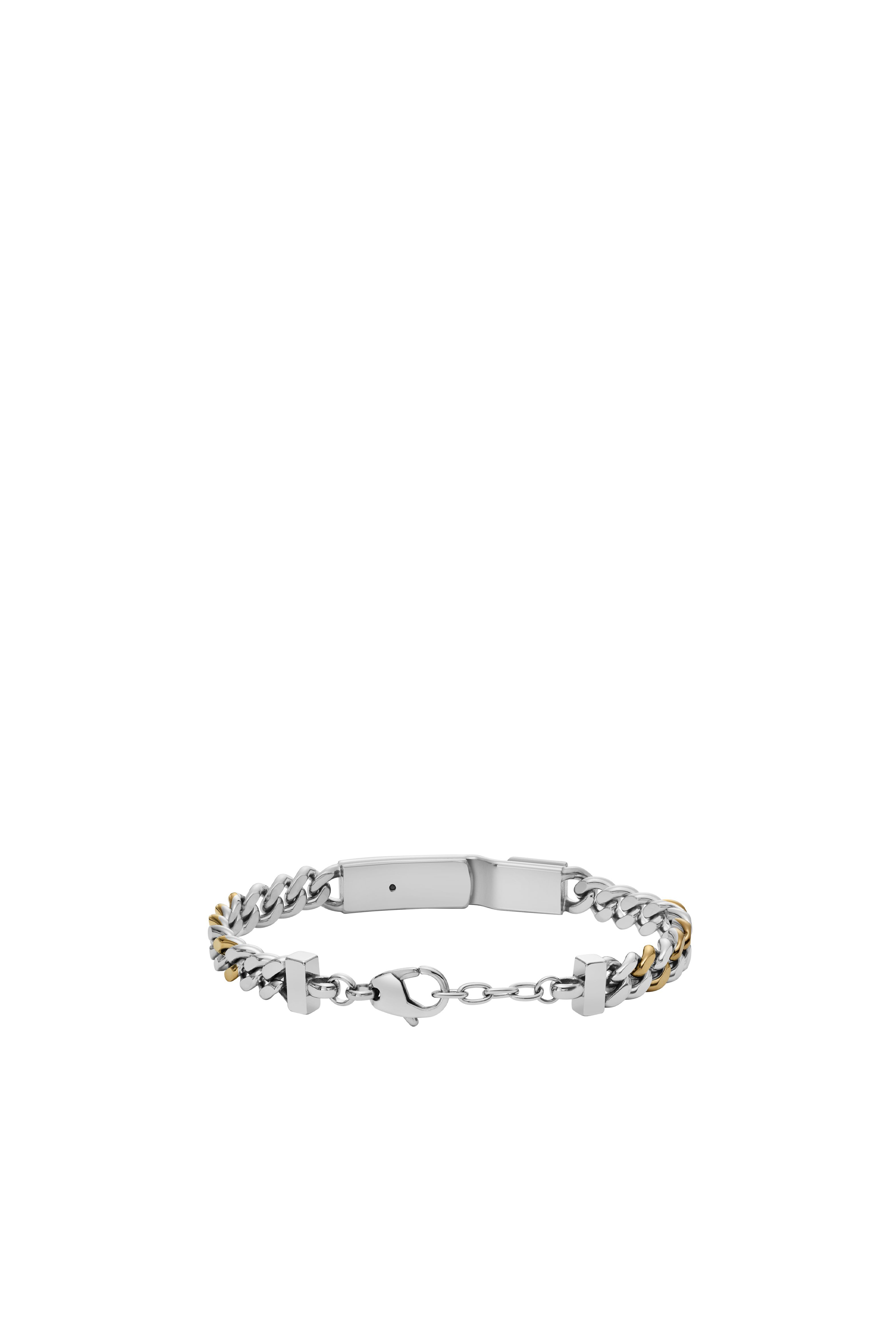 Diesel - DX1457, Unisex's Two-Tone Stainless Steel ID Chain Bracelet in Silver - 1