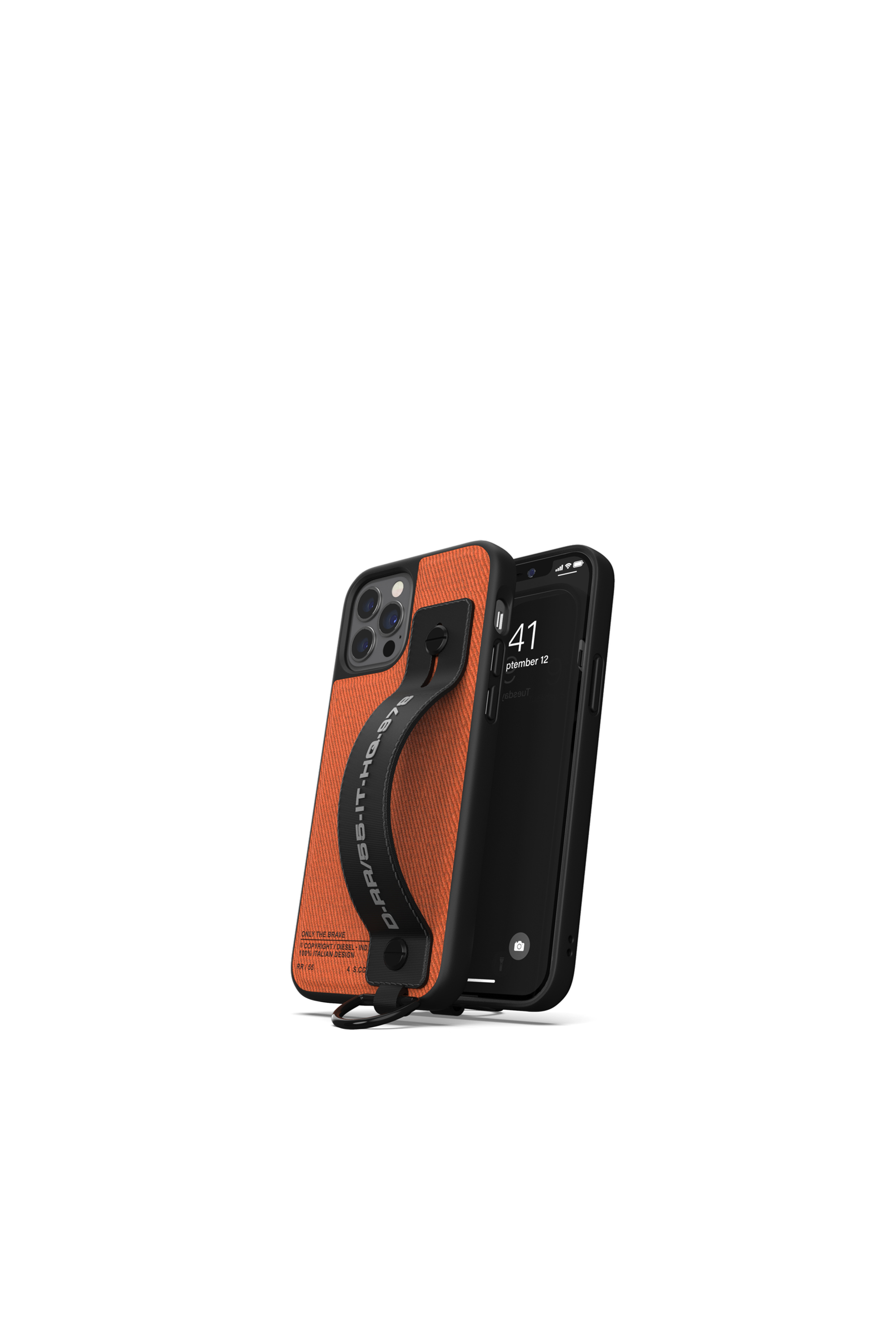 Diesel - 44288 HANDSTRAP CASE, Unisex's Handstrap case utility twill for iPhone 12 / 12 Pro in Orange - 3