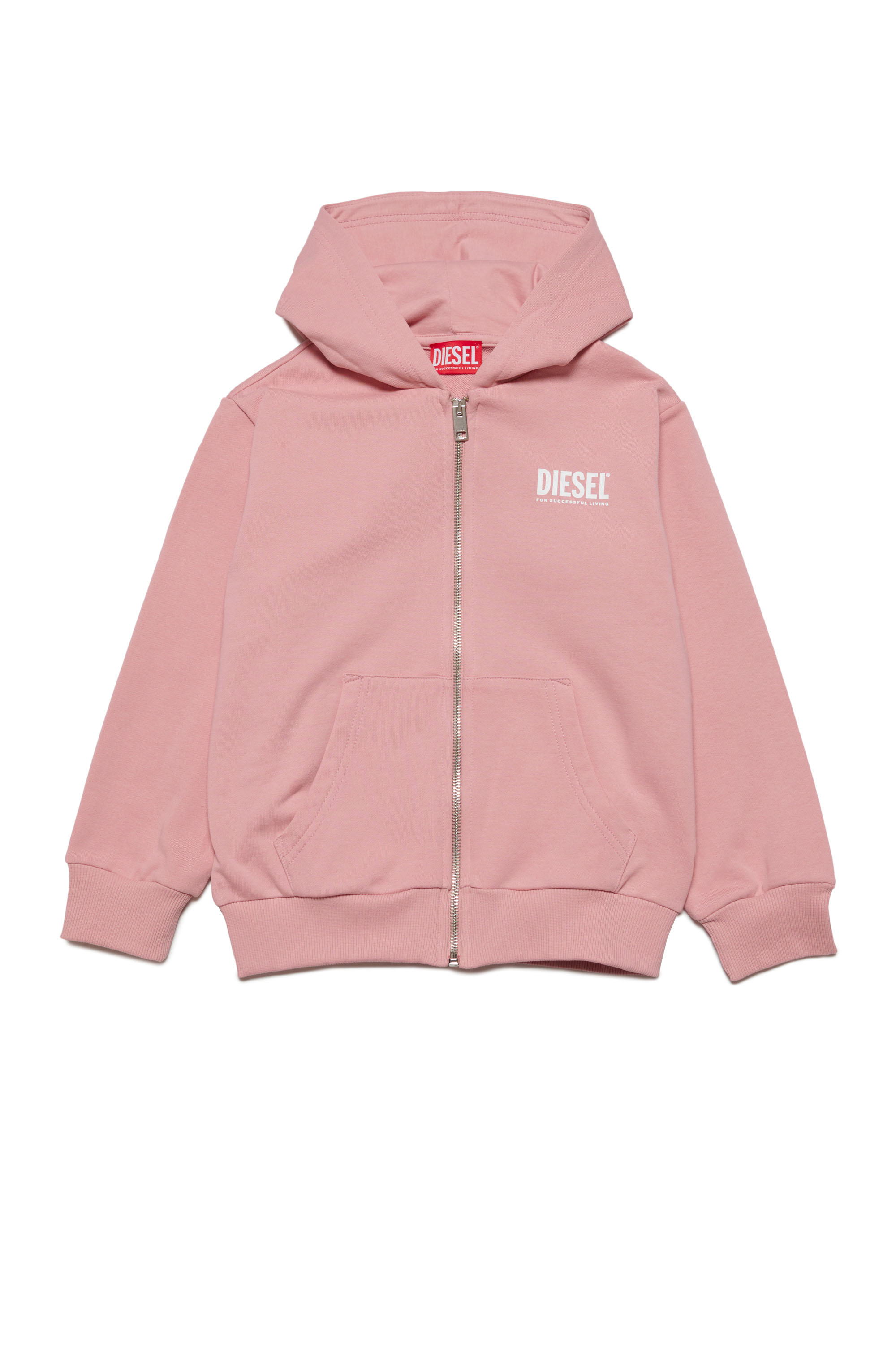 Diesel - LSTEPPIU DI OVER, Unisex's Zip-up hoodie with logo print in Pink - 1