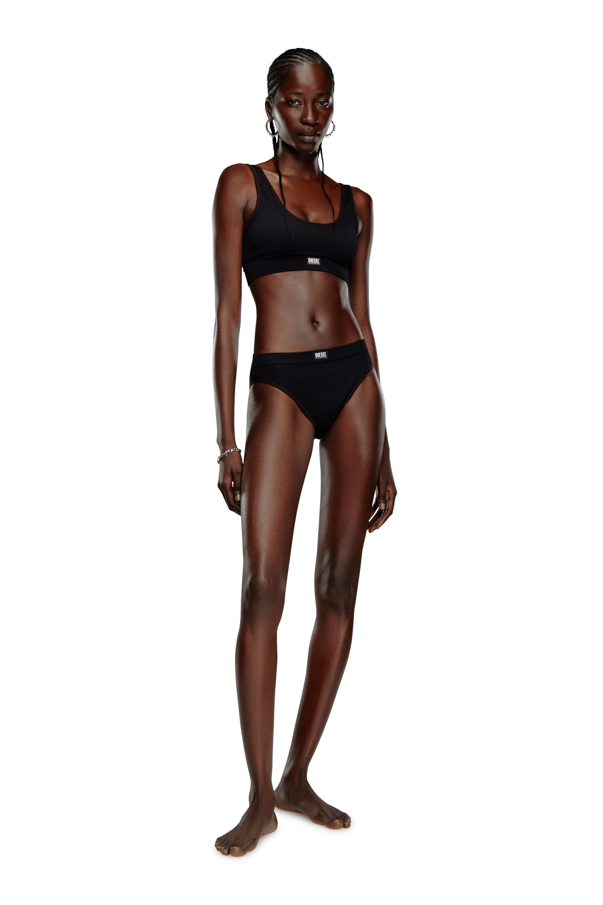 Diesel - UFPN-MARLA, Woman's Seamless briefs in ribbed stretch fabric in Black - 1