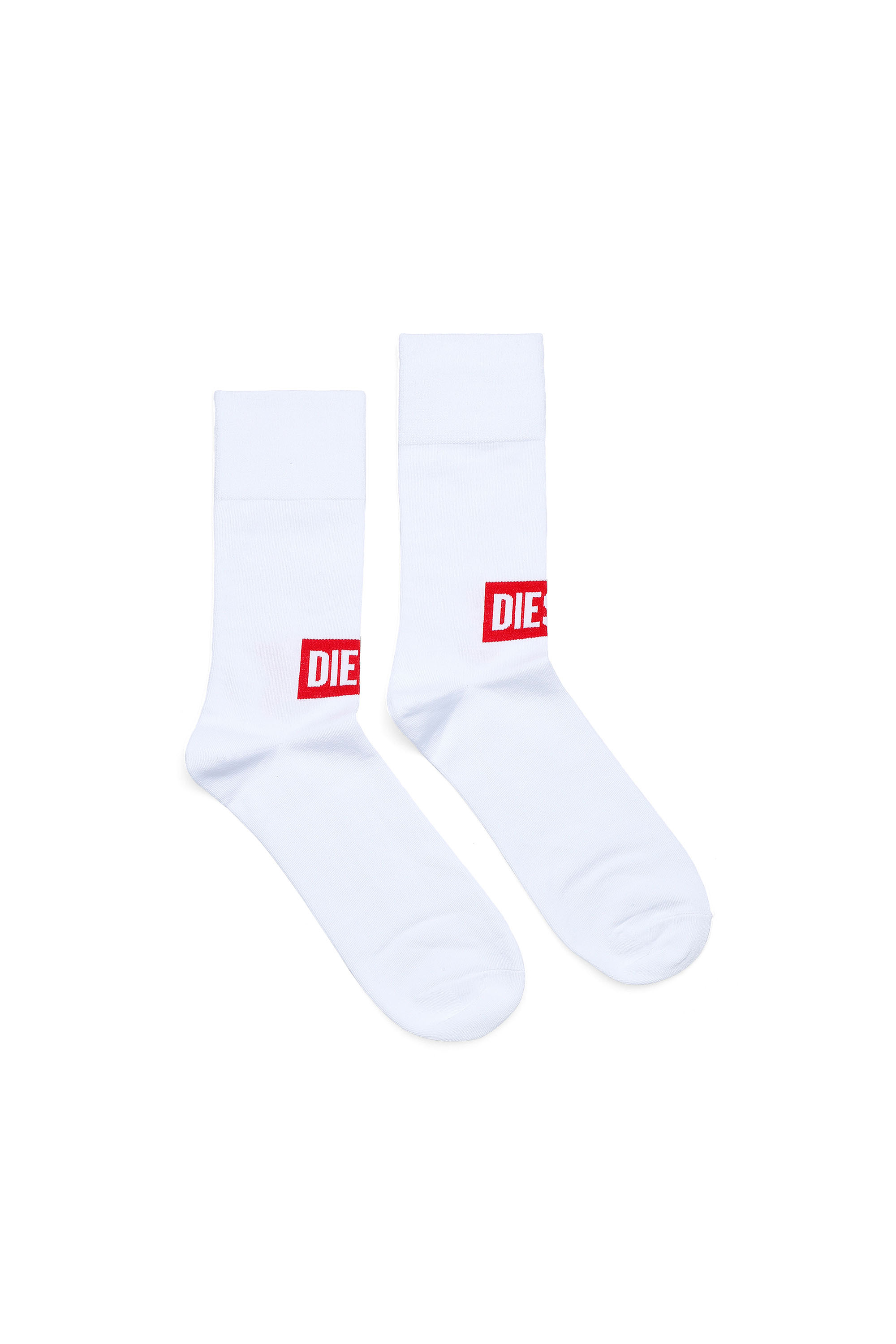 Diesel - SKM-RAY, Man's Socks with front Diesel logo in White - 1