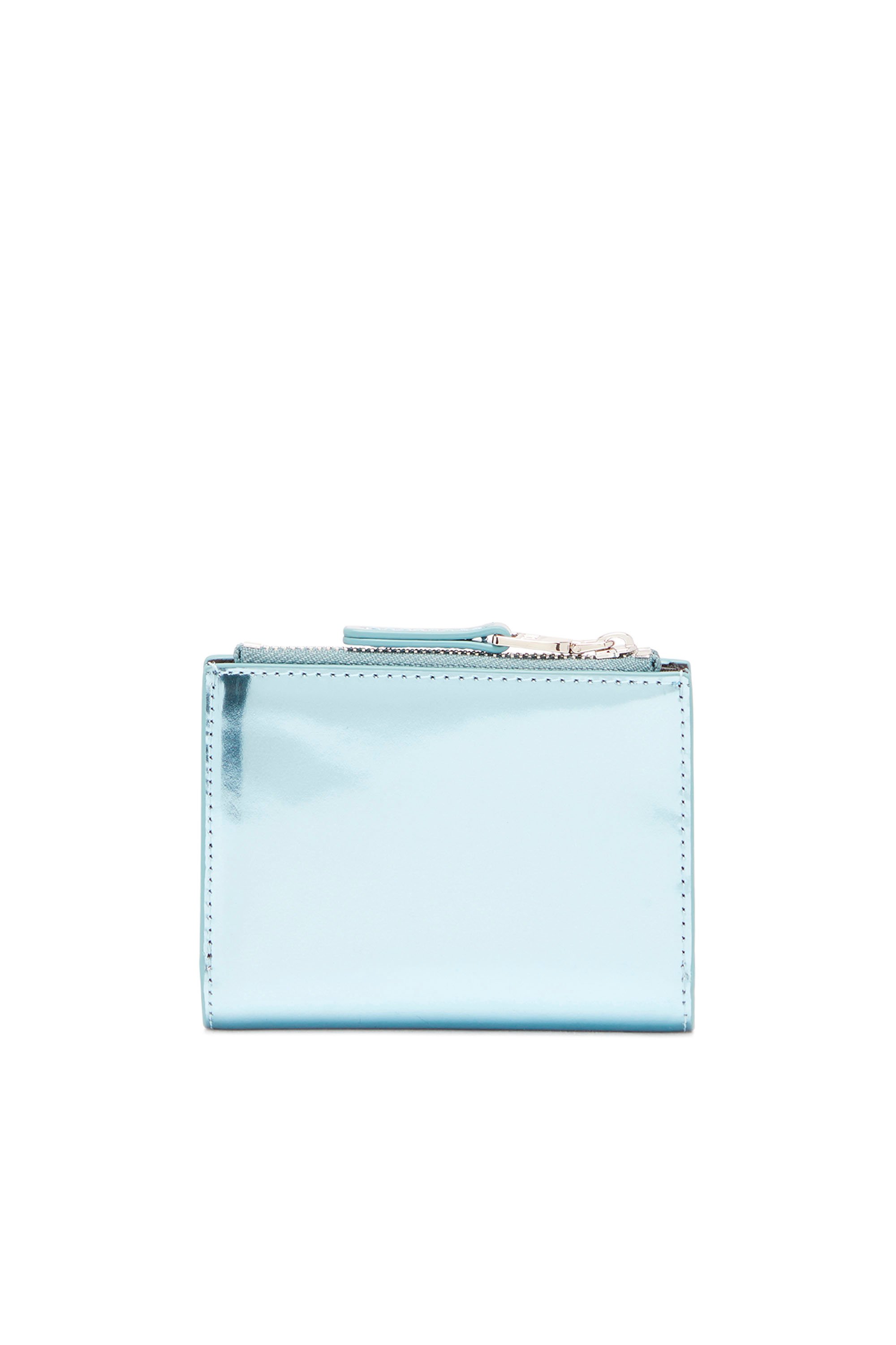 Diesel - 1DR BI-FOLD ZIP II, Woman's Small wallet in mirror leather in Azure - 2