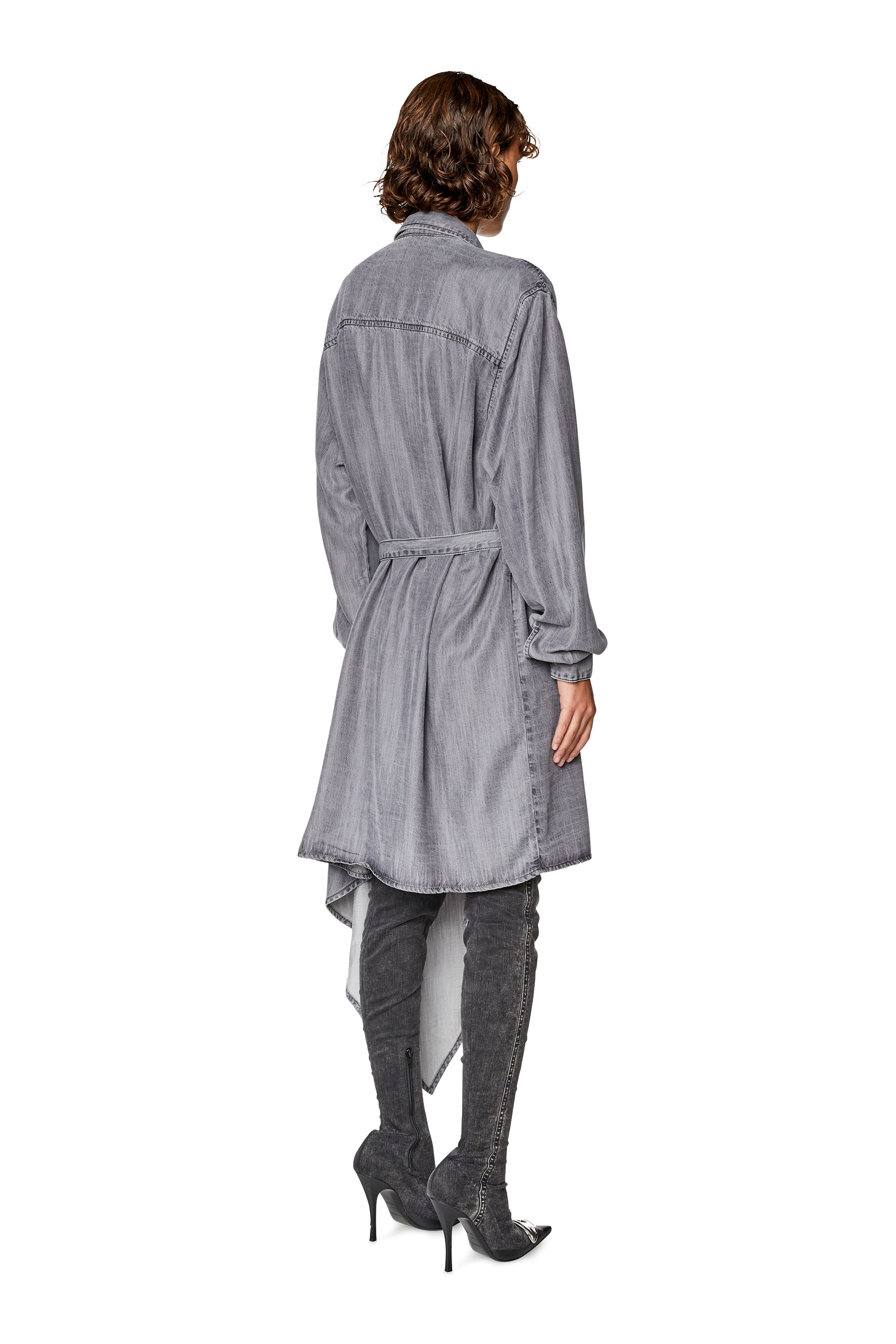 Diesel - DE-TRISS, Woman's Shirt dress in light denim in Dark grey - 4