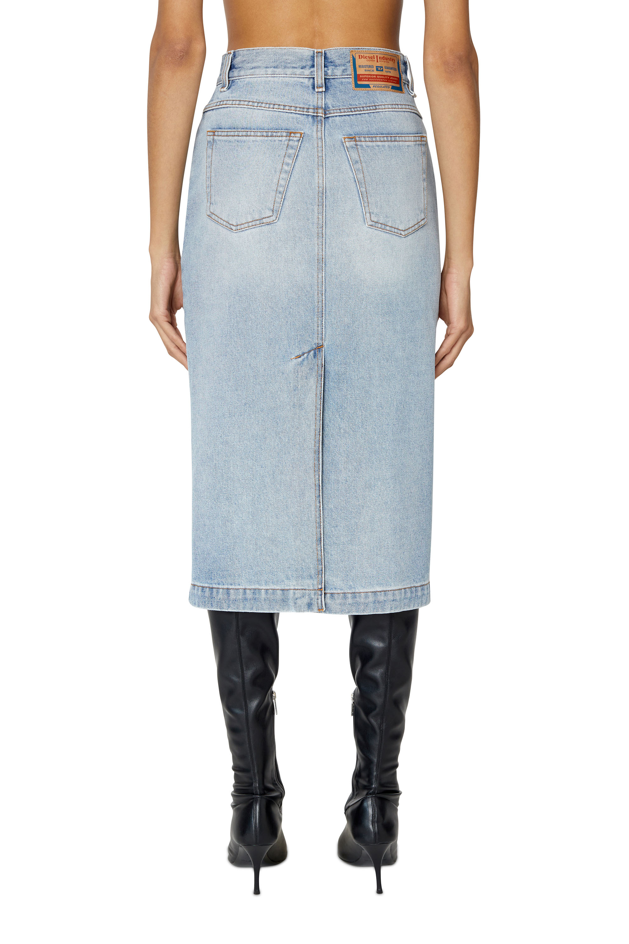 Diesel - DE-RONNY PENCIL SKIRT, Woman's Pencil skirt in denim in Light Blue - 4