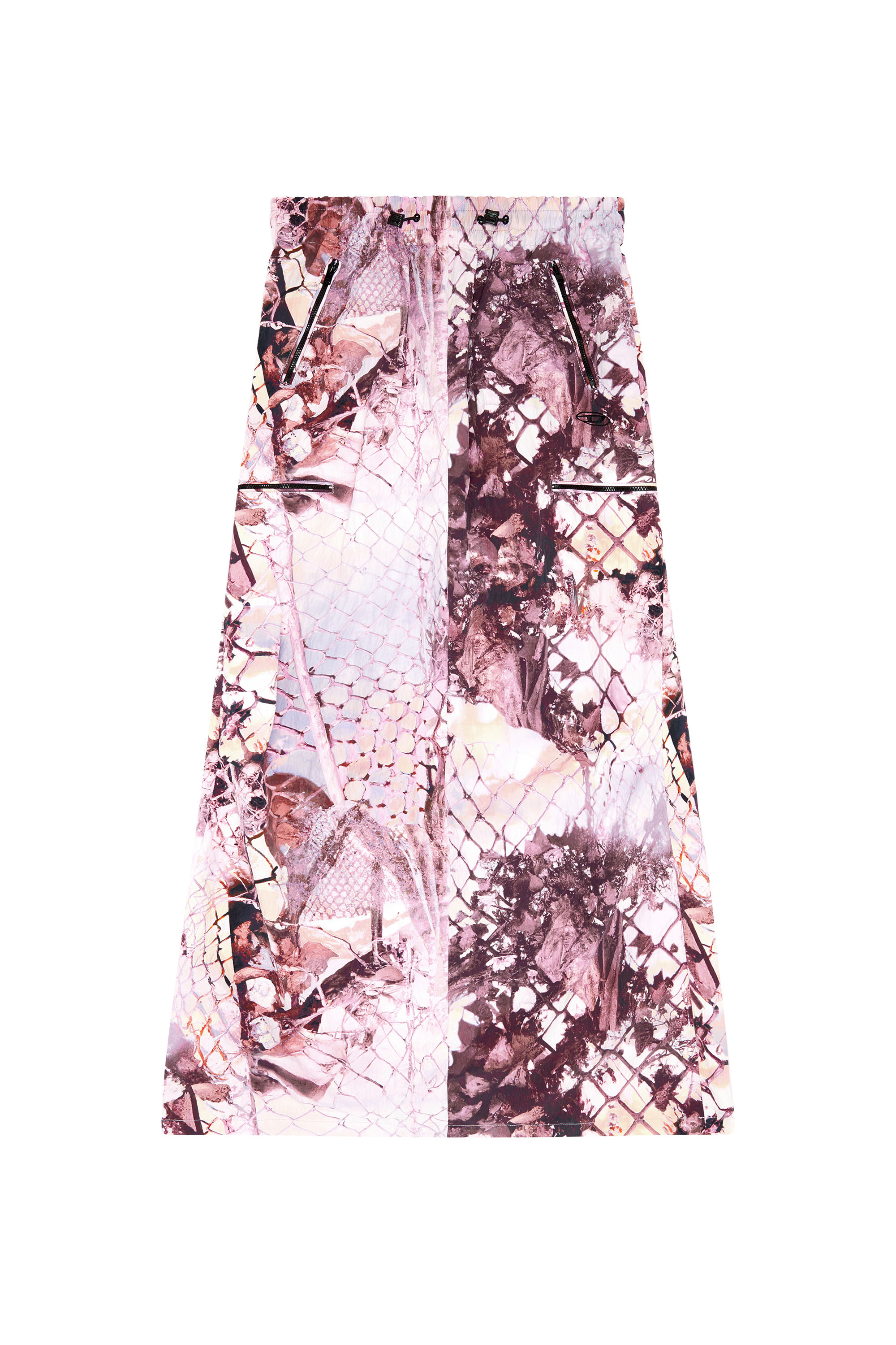 Diesel - O-DIAMY-N1, Woman's Long skirt in printed crinkled nylon in Lilac - 3