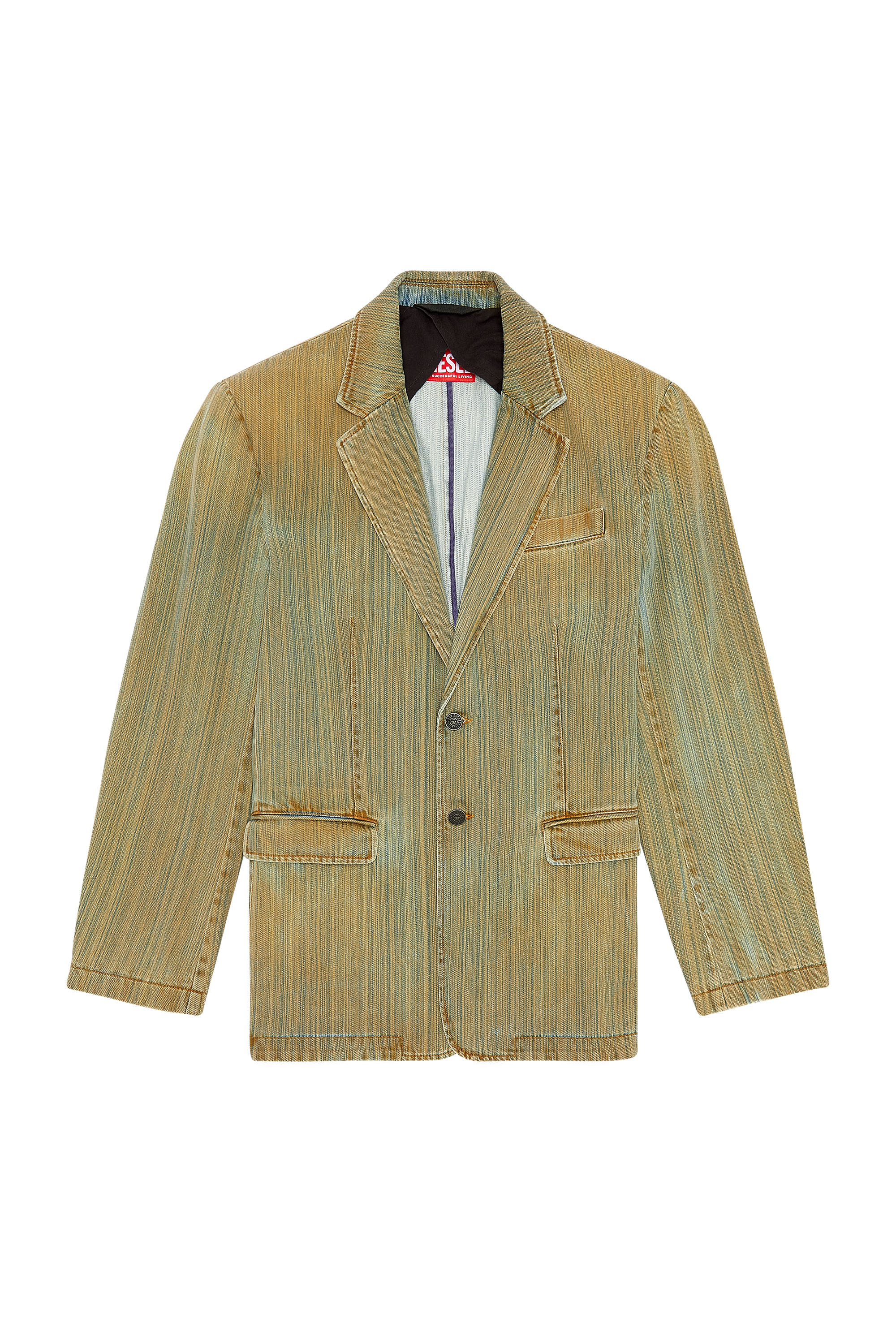 Diesel - D-GRAHAMM-BL-FSD, Man's Blazer in streaky denim in Green/Blue - 3