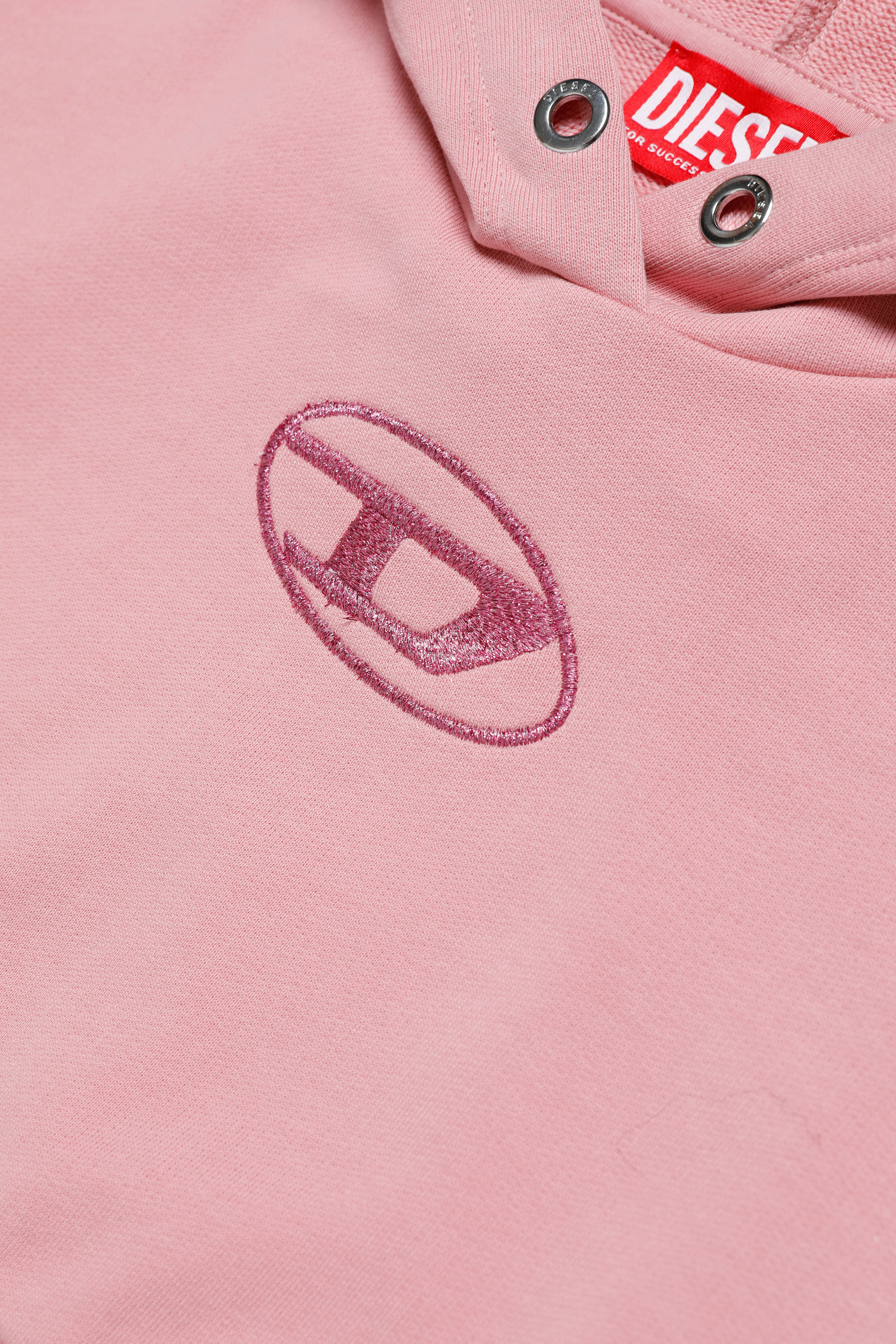 Diesel - SKRAD, Woman's Hoodie with metallic Oval D embroidery in Pink - 3