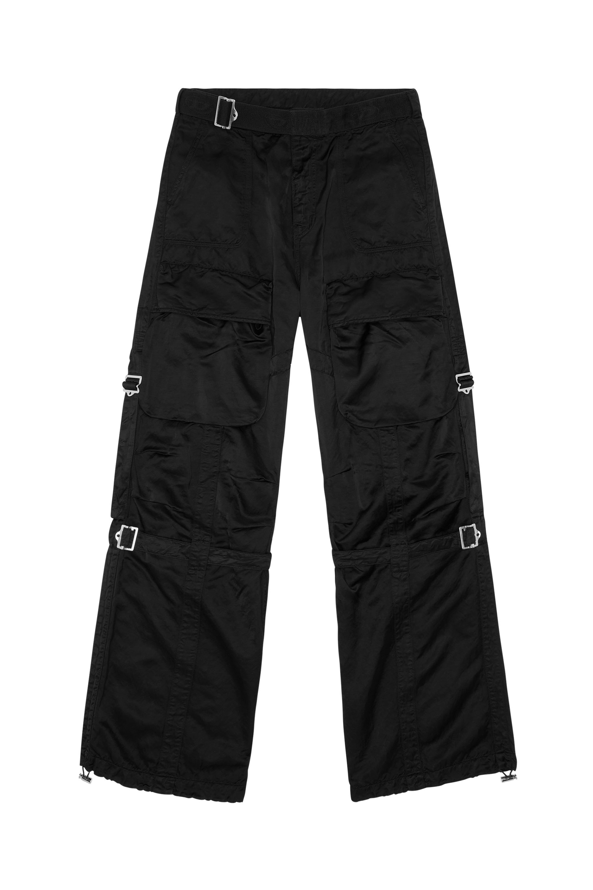 Diesel - P-MALVAROSA, Woman's Cargo pants in stretch satin in Black - 3