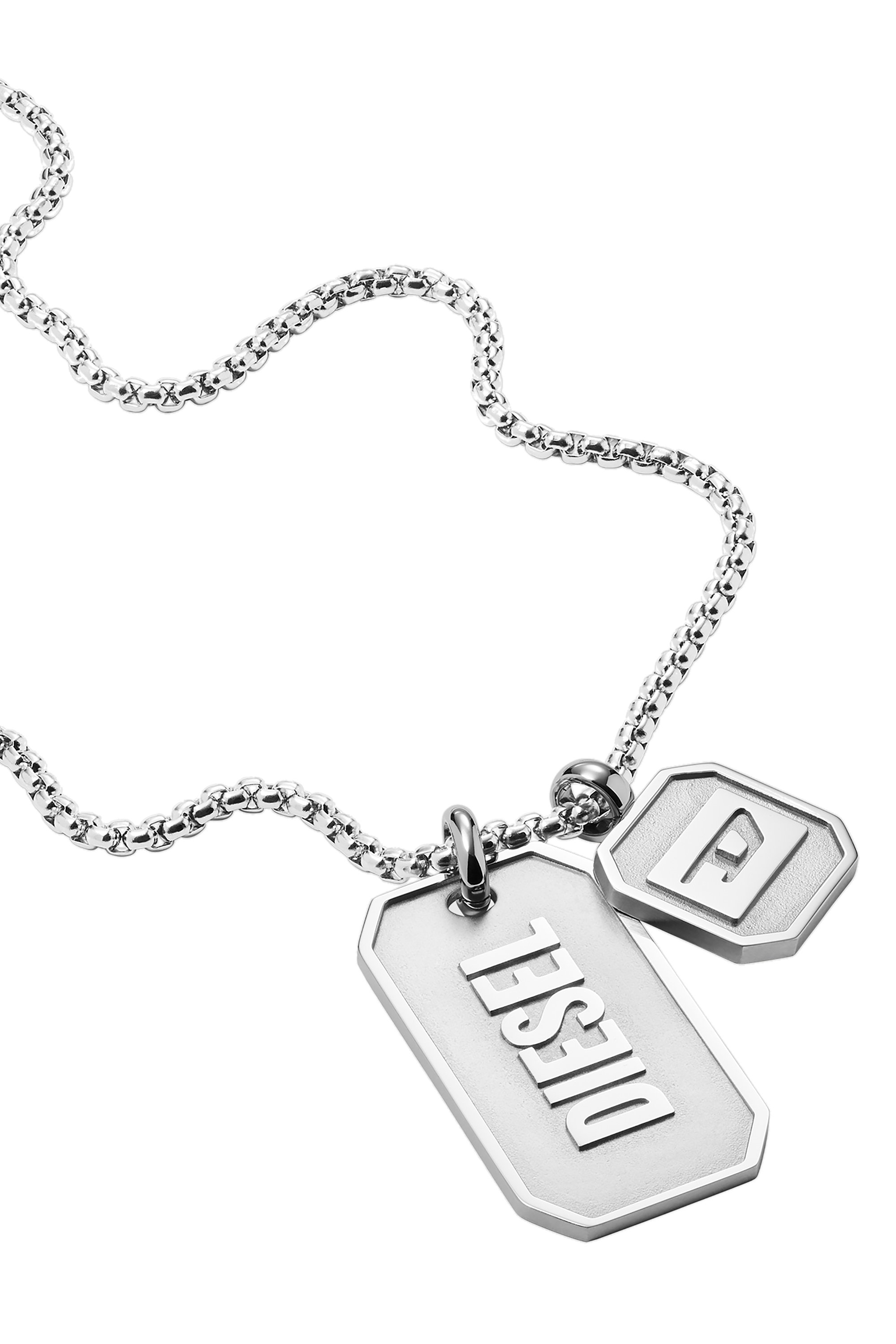 Diesel - DX1260, Man's Diesel Stainless Steel Logo Double Dog Tag Necklace in Silver - 1