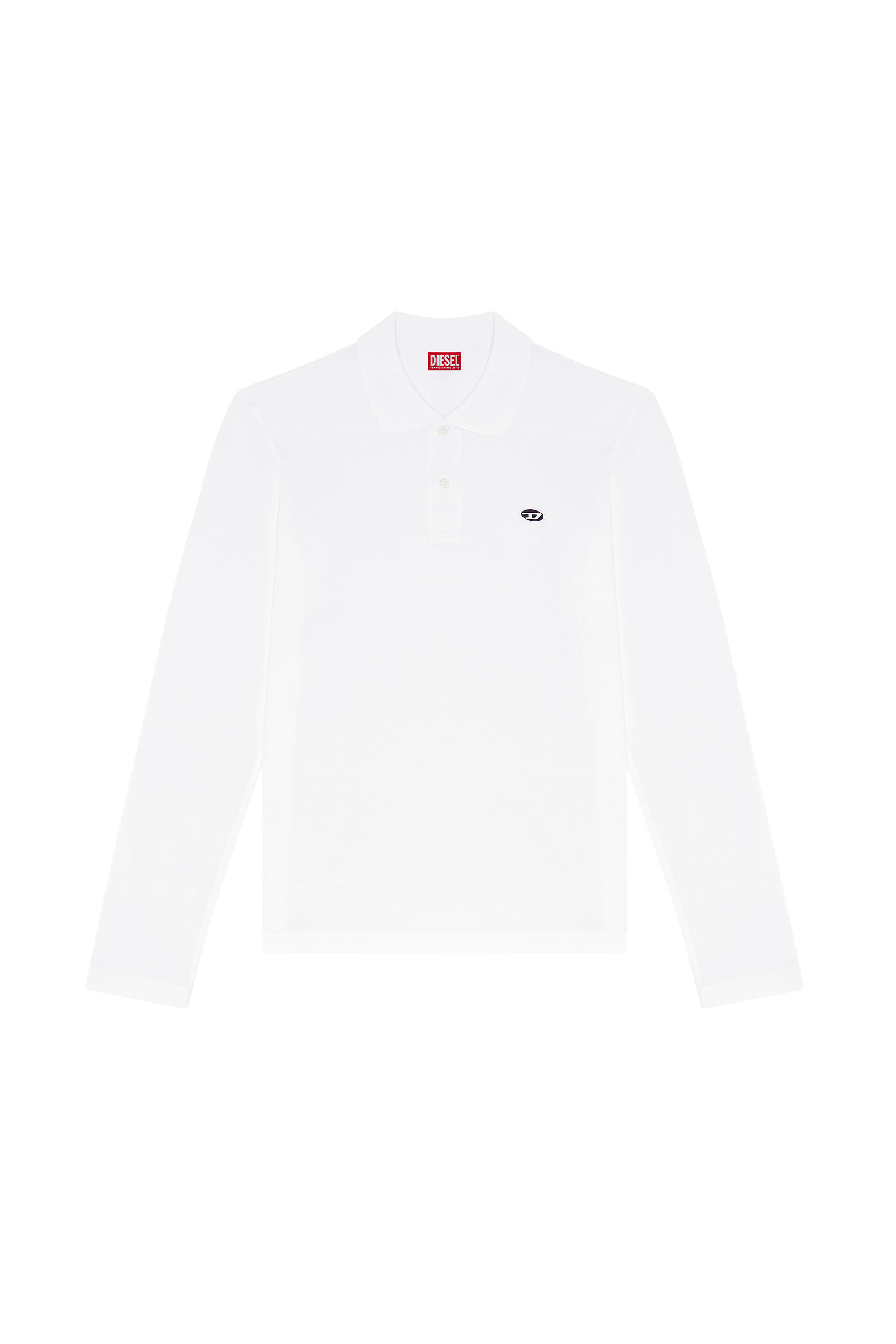 Diesel - T-SMITH-LS-DOVAL-PJ, Man's Long-sleeve polo shirt with D patch in White - 3
