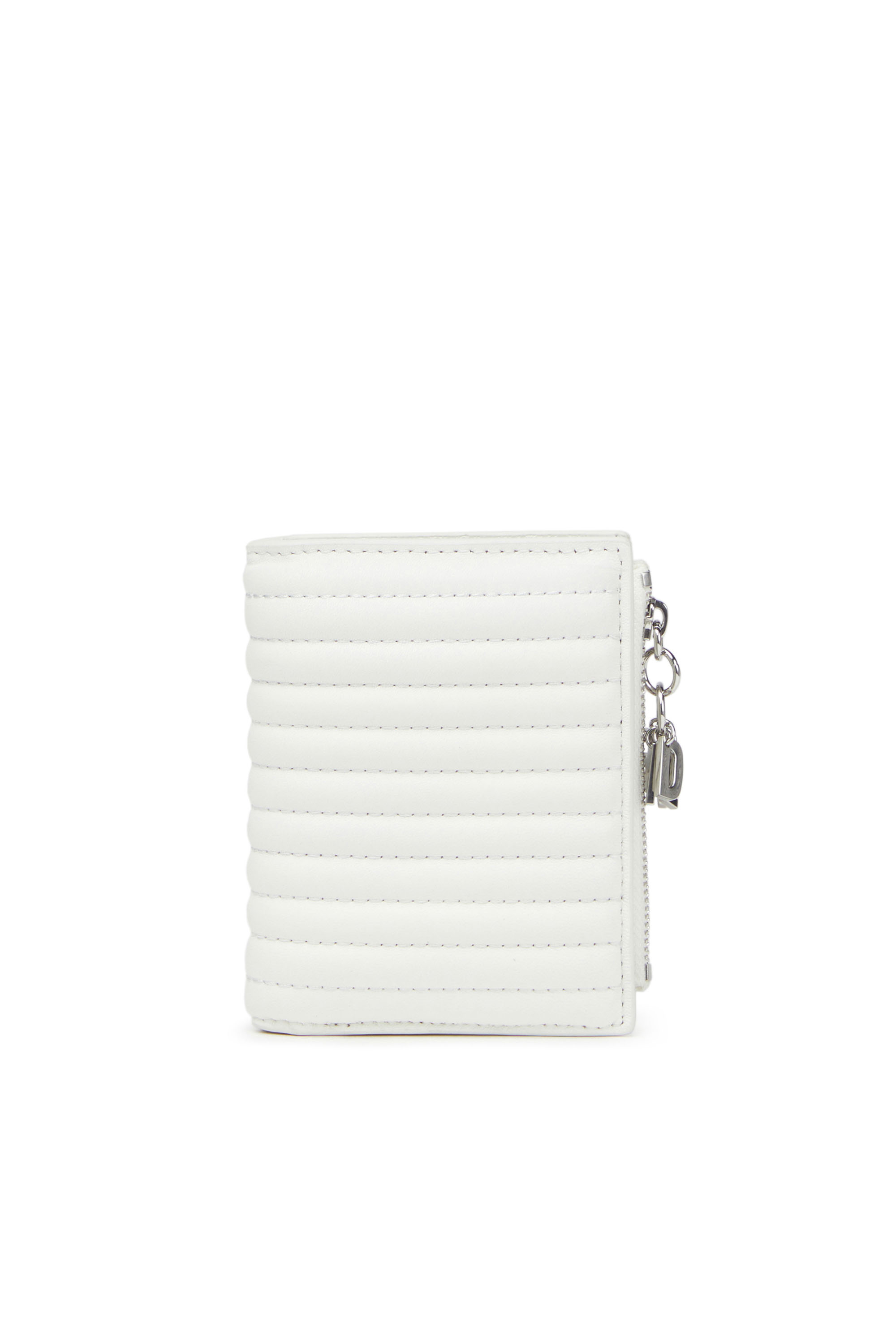 Diesel - BI-FOLD ZIP, Woman's Small wallet in quilted leather in White - 1