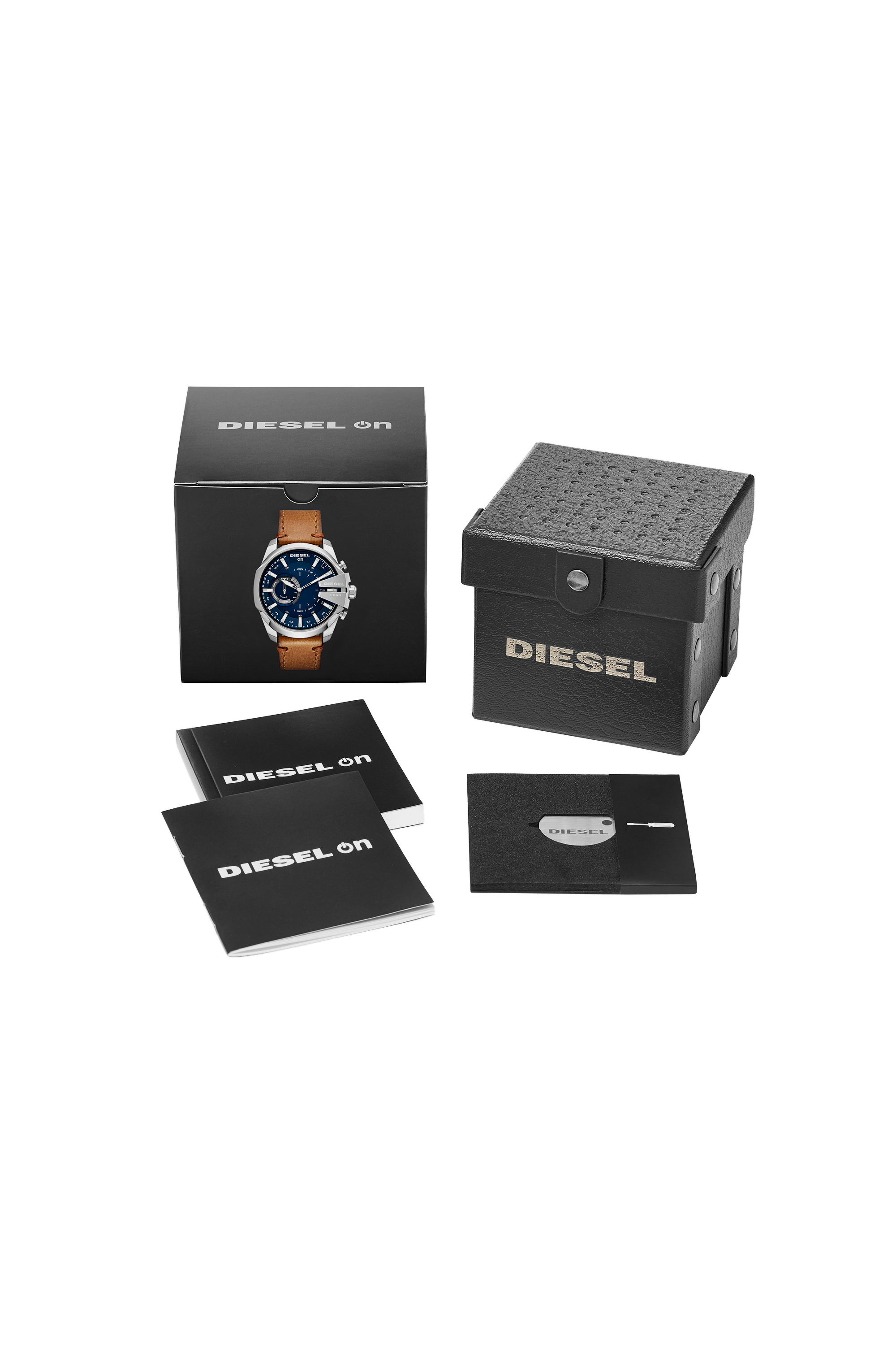 Diesel - DT1009, Man's Mega Chief Hybrid smartwatch with brown leather strap, 48 mm in Brown - 4
