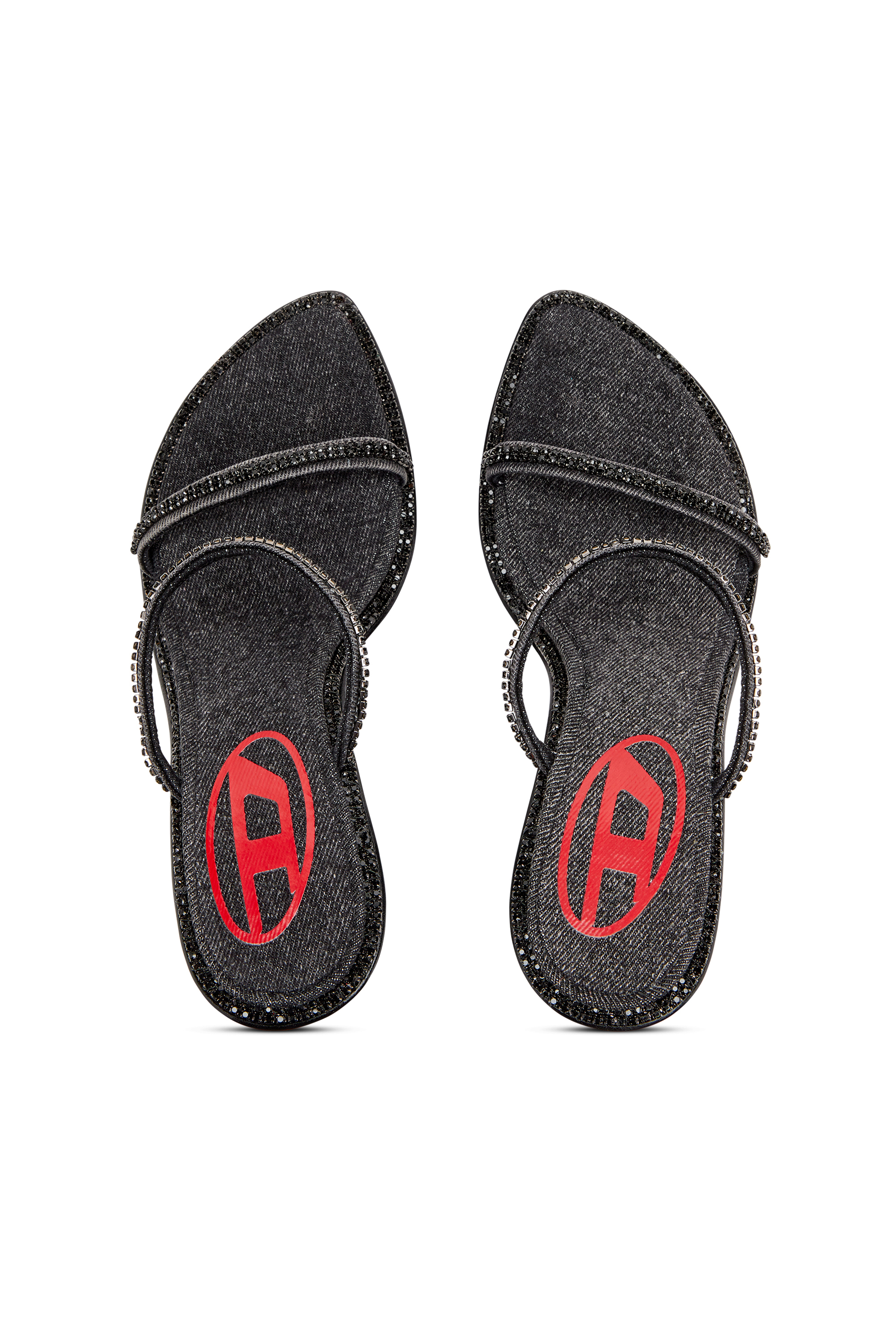 Diesel - D-HAVANNA SDL, Woman's D-Havanna-Heeled mules in crystal denim in Black - 4