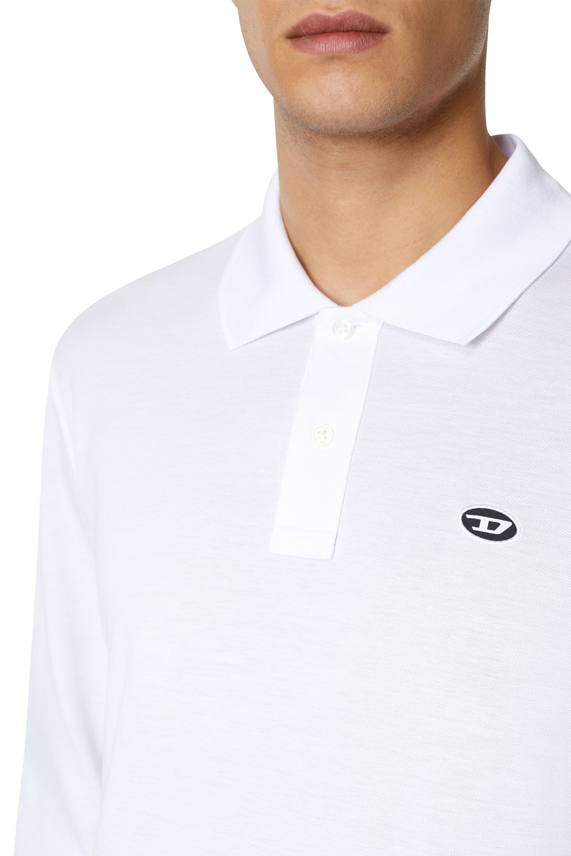 Diesel - T-SMITH-LS-DOVAL-PJ, Man's Long-sleeve polo shirt with D patch in White - 3