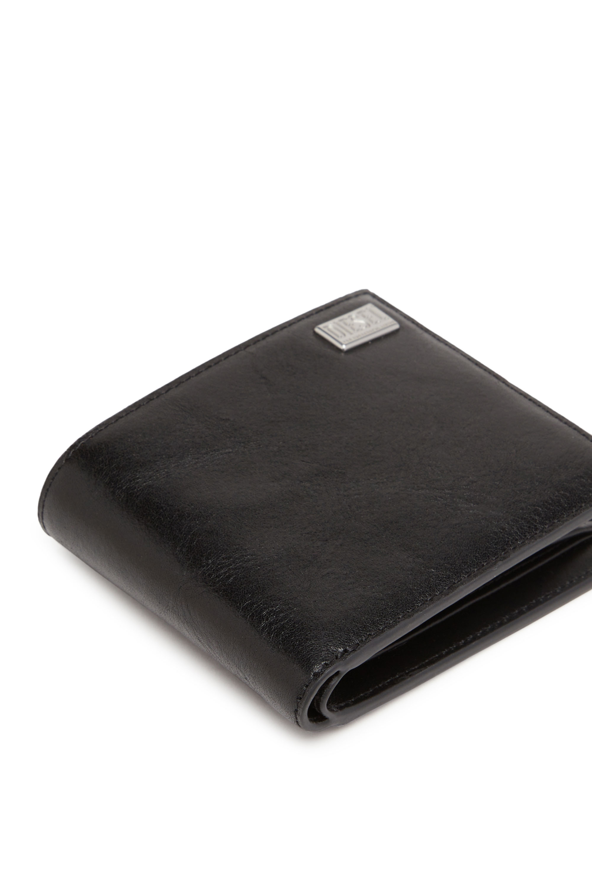 Diesel - BI-FOLD COIN S 3D, Man's Leather bi-fold wallet with logo plaque in Black - 4