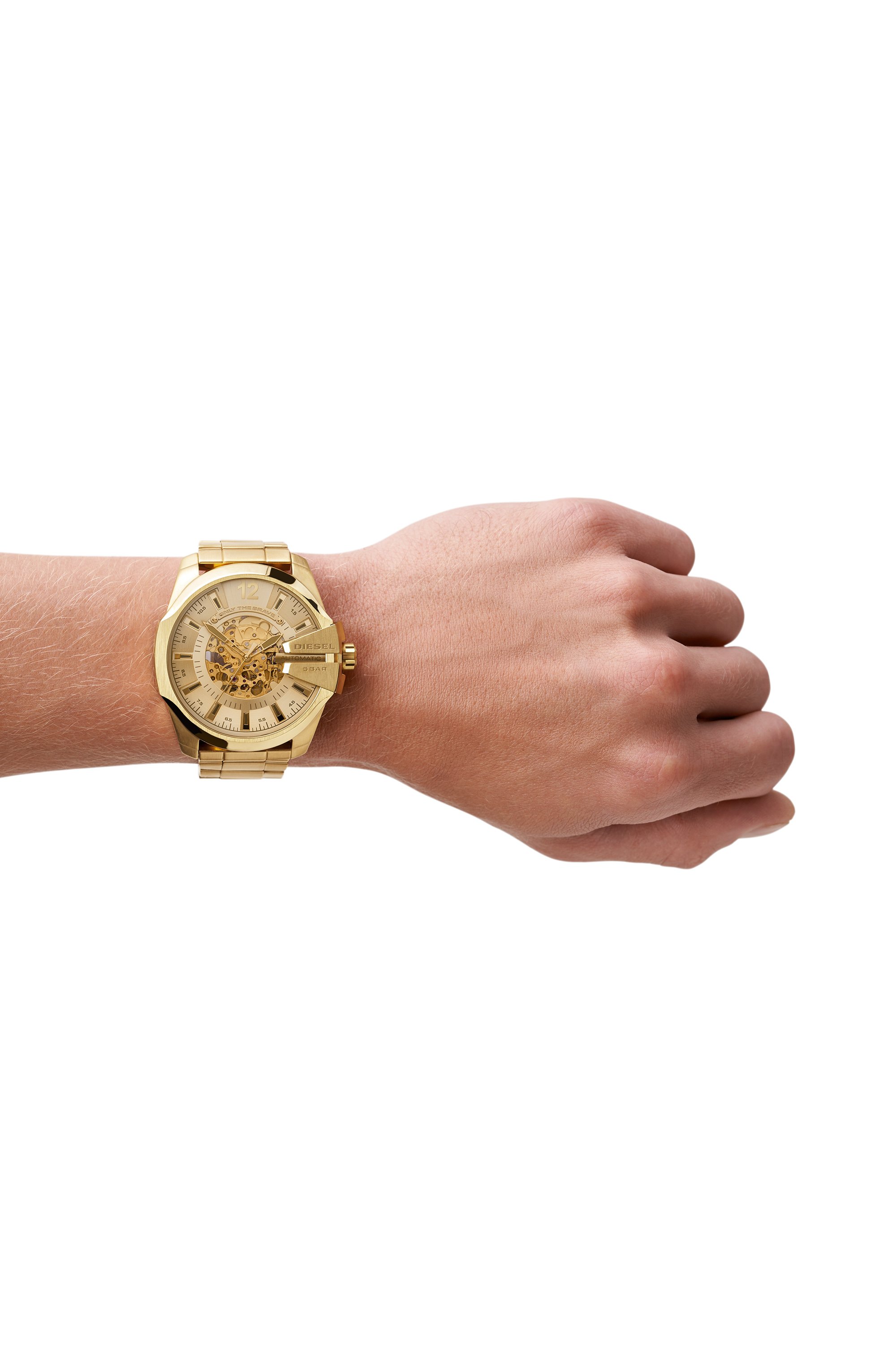 Diesel - DZ7456, Man's Mega Chief automatic three-hand gold-tone watch in Gold - 4