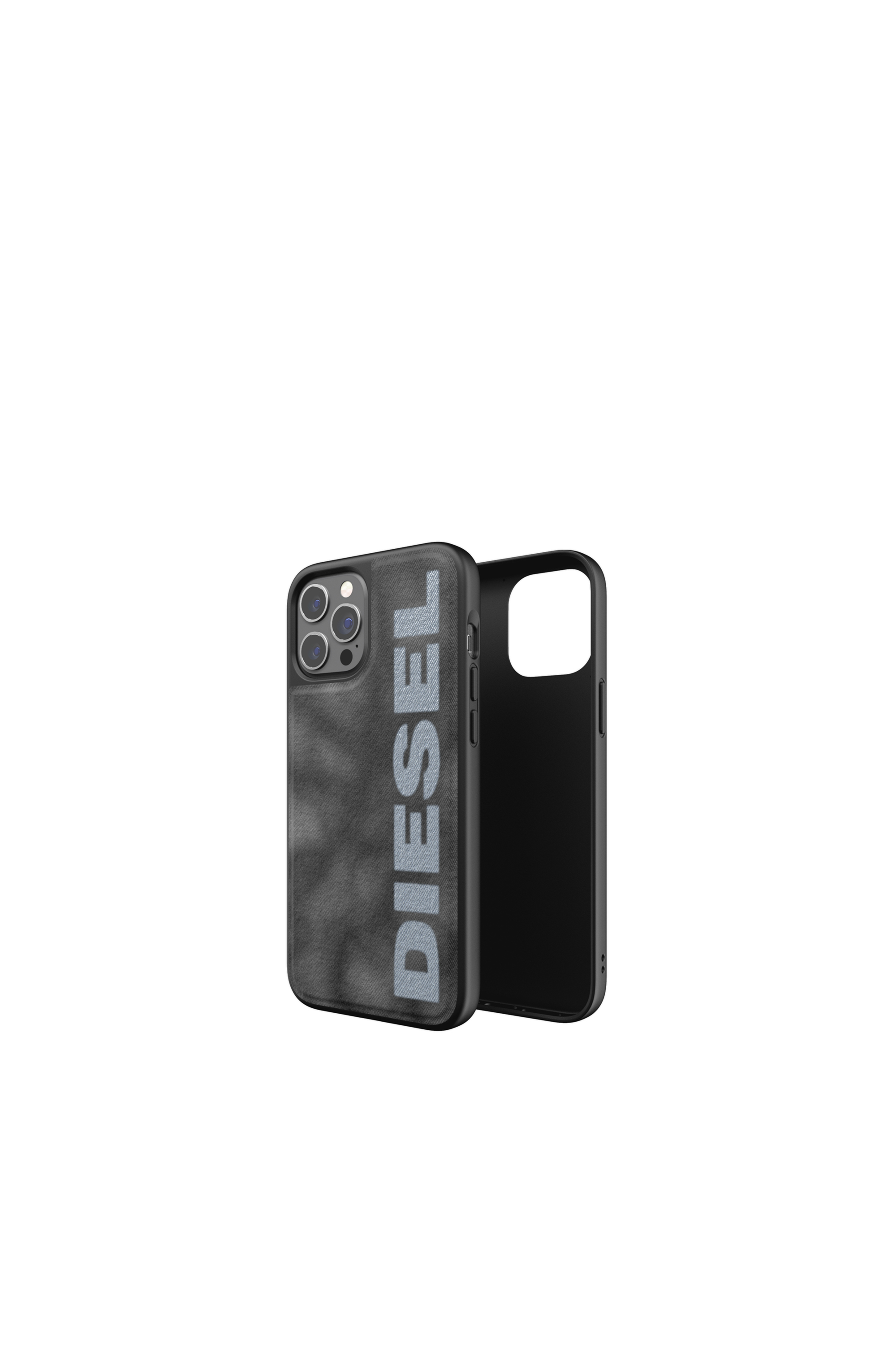 Diesel - 44298  STANDARD CASES, Unisex's Moulded case bleached denim for iPhone 12 Pro Max in Black/Grey - 1