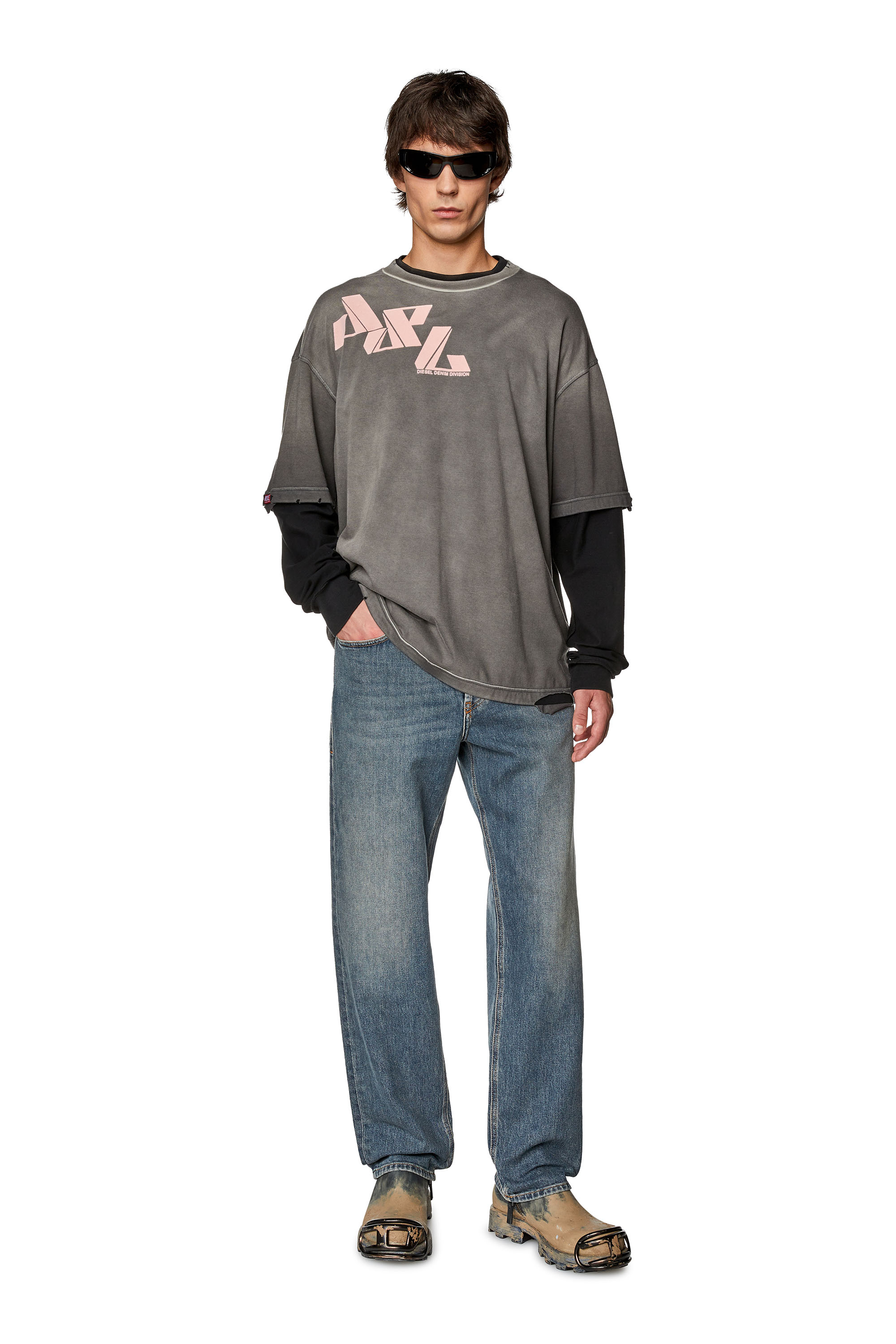 Diesel - Straight Jeans 2010 D-Macs 09F74, Man's Straight Jeans - 2010 D-Macs in Medium blue - 2