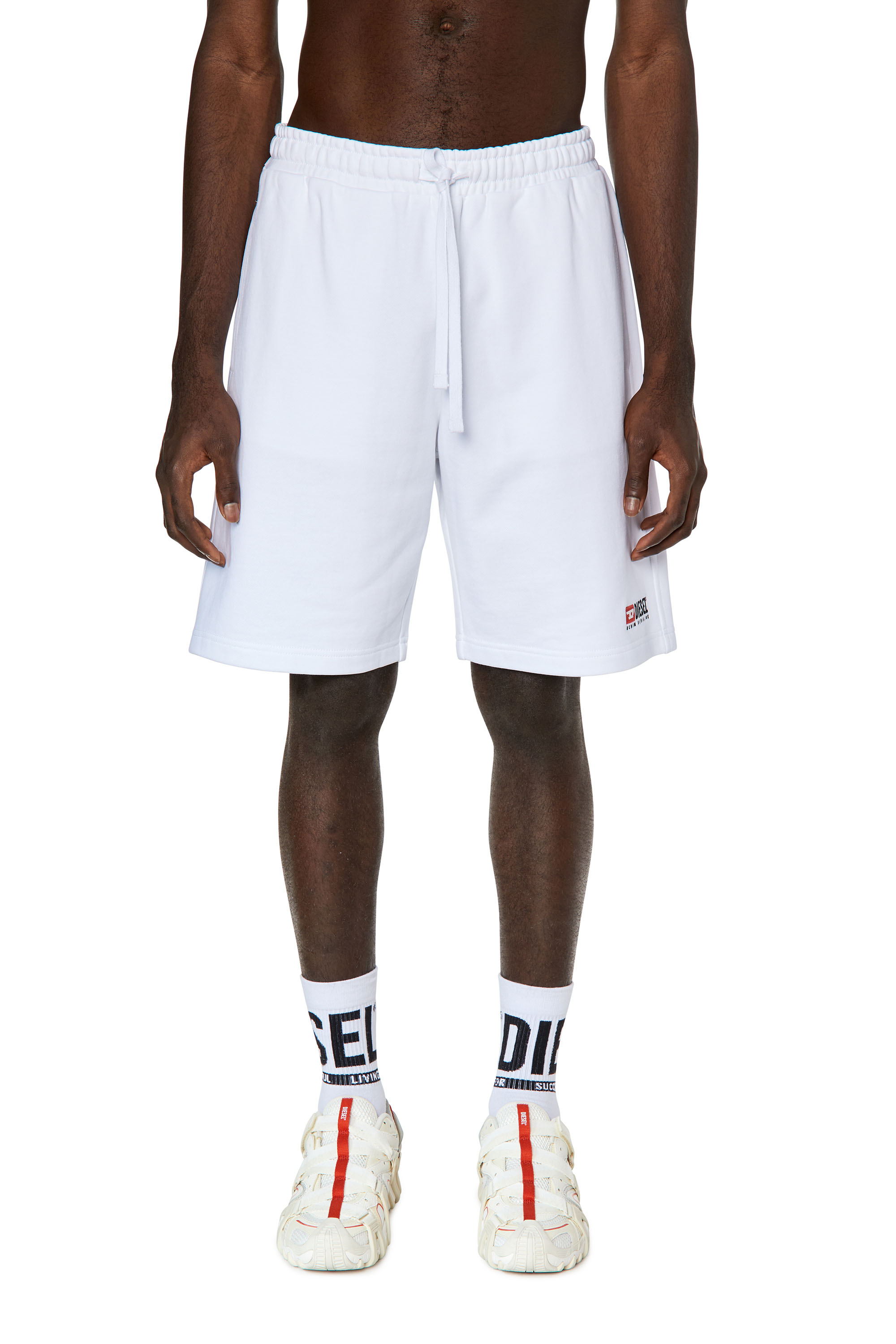 Diesel - P-CROWN-DIV, Man's Sweat shorts with embroidered logo in White - 1
