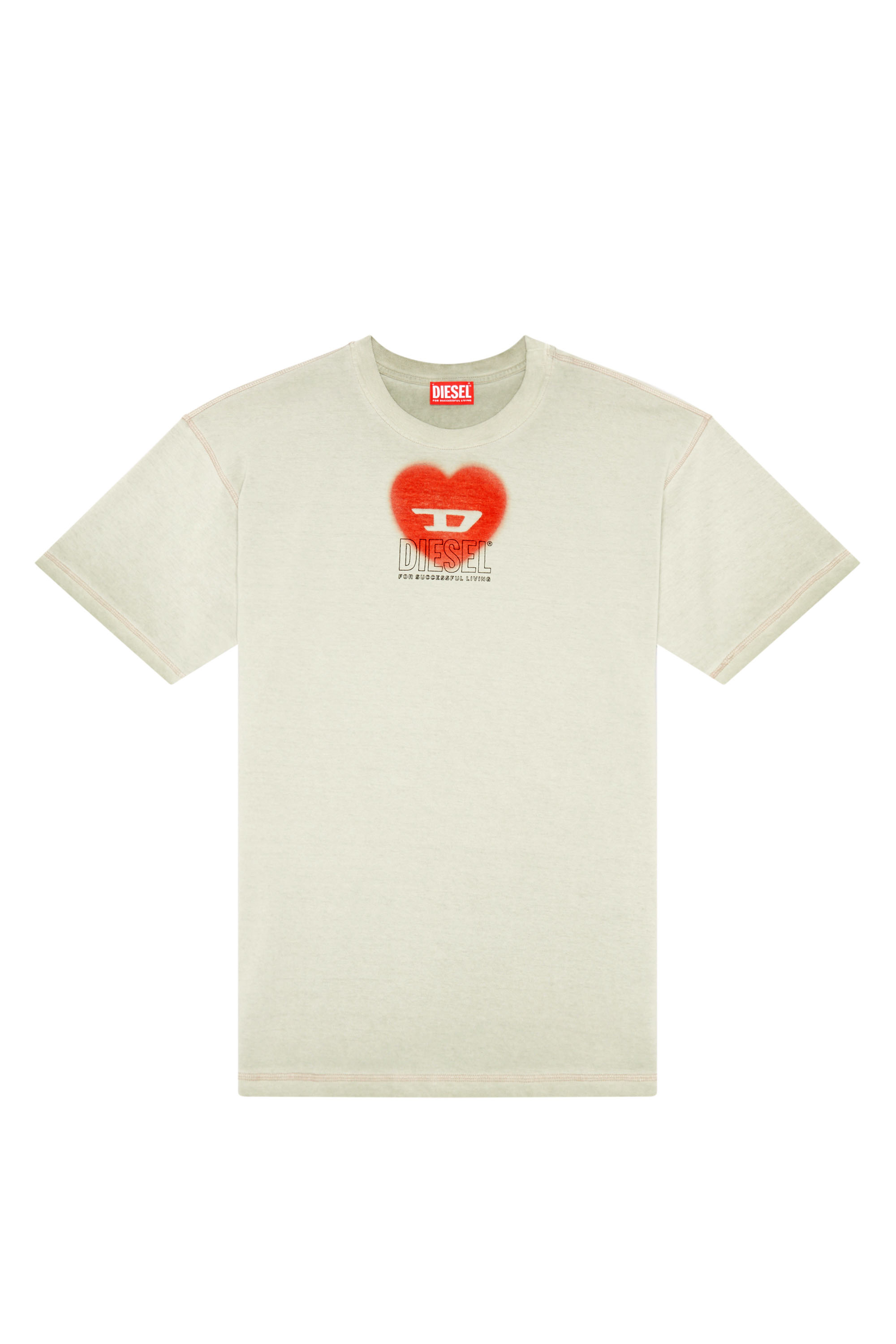 Diesel - T-BUXT-N4, Woman's T-shirt with heart print in Beige - 3