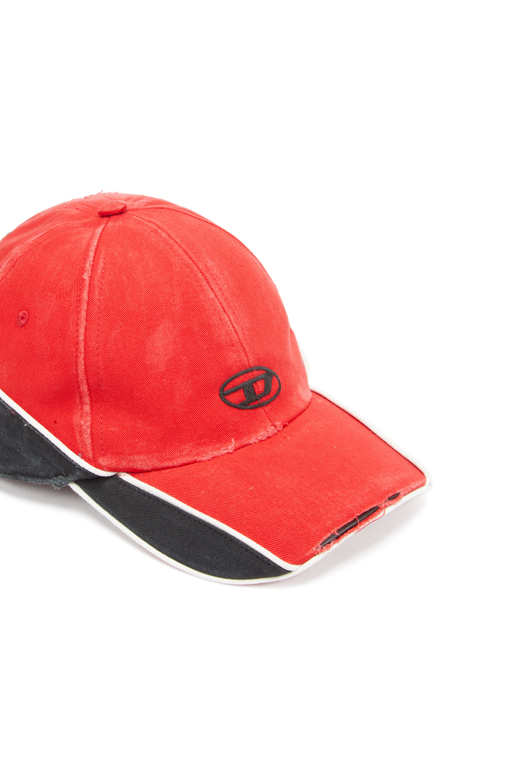 Diesel - C-DALE, Man's Distressed colour-block baseball cap in Red - 3